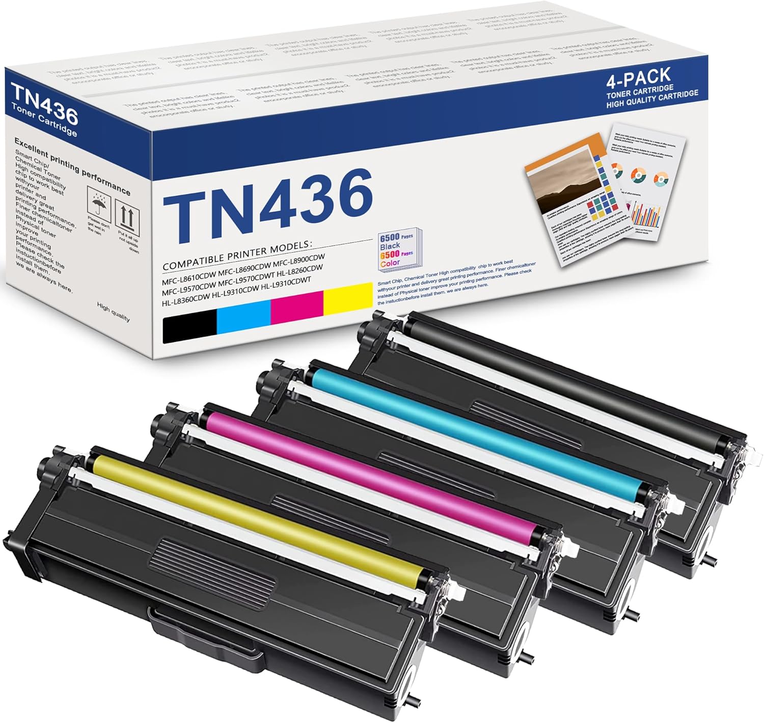 MOLIMER TN436 Toner Cartridge Set Super High Yield Replacement for Brother TN436 TN-436 TN433 TN431 for HL-L8360CDW MFC-L8690CDW MFC-L8900CDW MFC-L8610CDW Printer (TN436BK TN436C TN436M TN436Y)