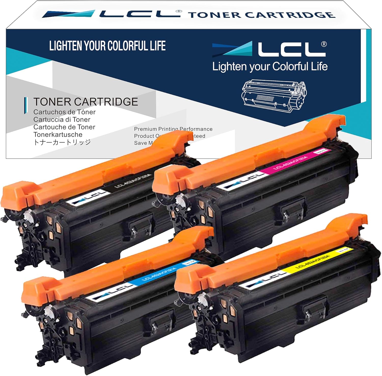 LCL 652A 653A Toner Cartridge Replacement for HP CF320A CF321A CF322A CF323A Toner for M651dn M651n M651xh M680 MFP M680dn M680f M680z Printers (4-Pack Black Cyan Magenta Yellow)