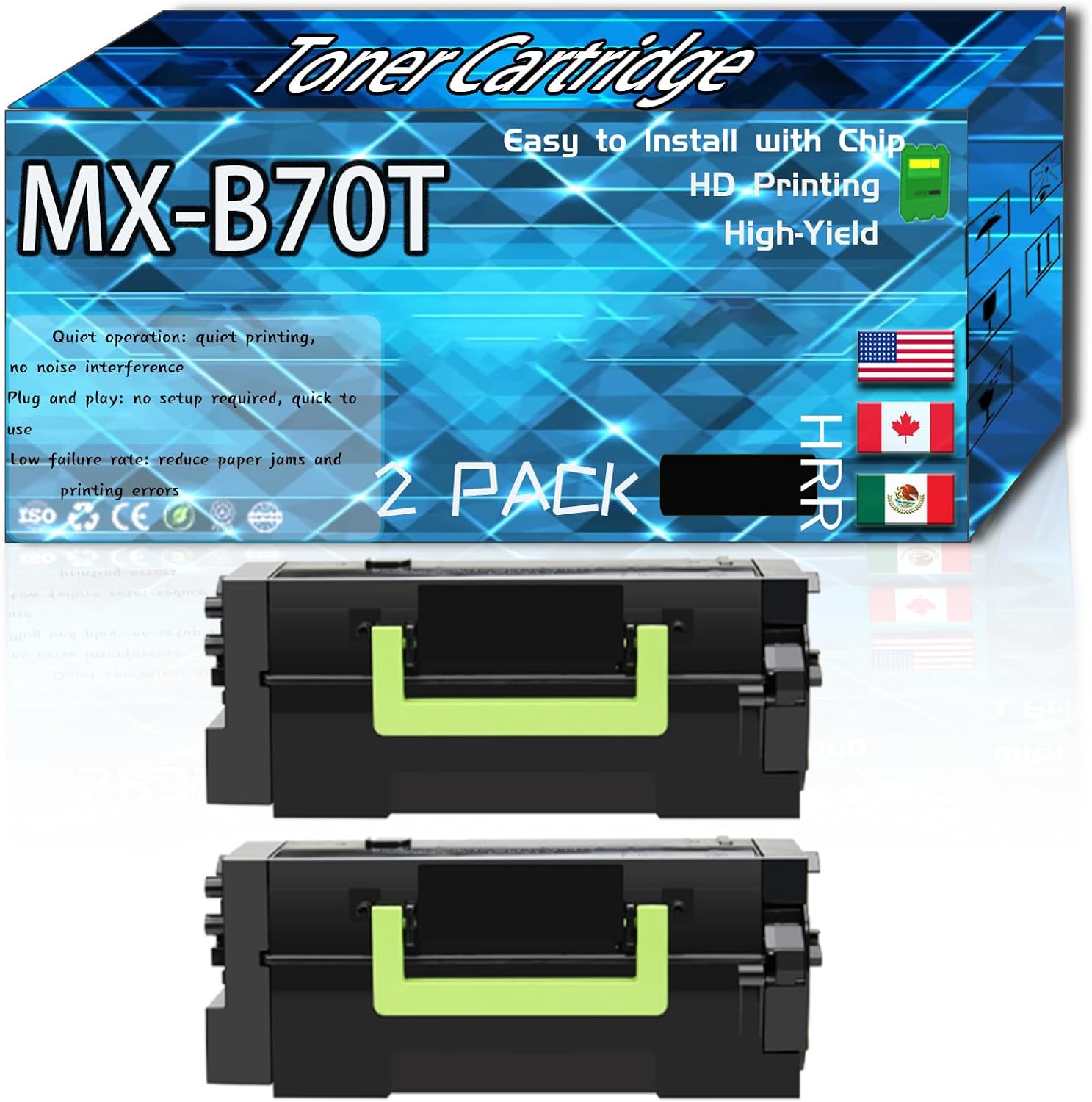 CEECN Compatible for Sharp MX-B70T Replacement Toner Cartridge Used with MX-B557F MX-B557P MX-B707P Printers, High Production Multiple Options (2-Pack Black)