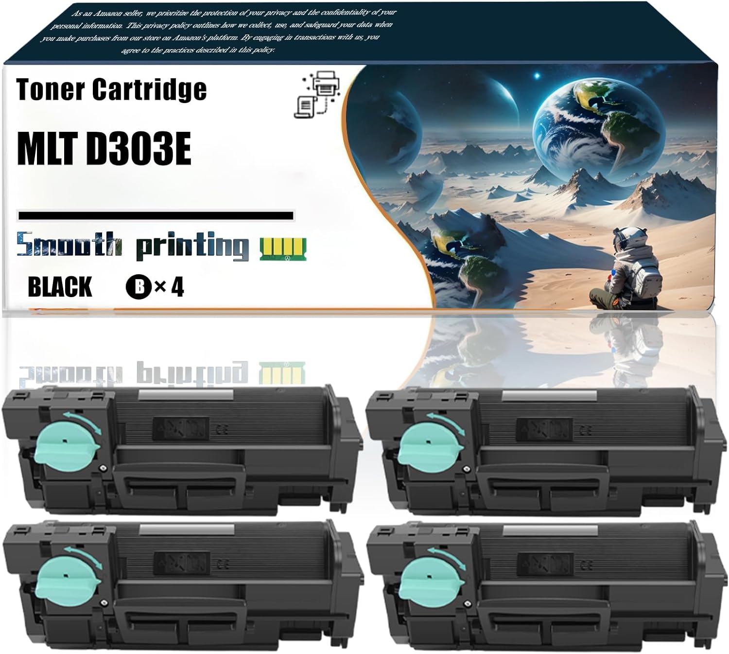 Replacement Parts Toner Cartridge MLT D303E Compatible with Samsung ProXpress M4560FX M4580FX Printers, Contains Chip and Clear Printing (4 Pack Black)