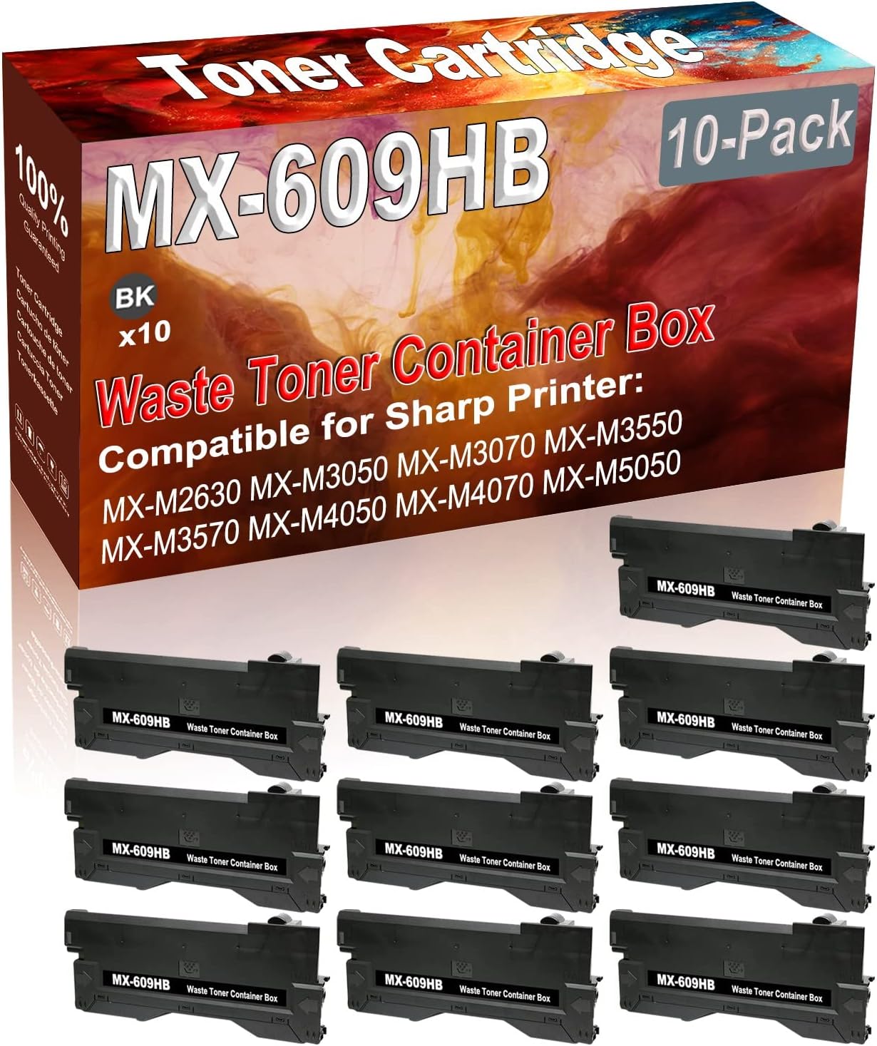 Credibility Store 10-Pack (Black) Compatible High Yield MX-609HB MX609HB Waste Toner Container Box use for Sharp MX-M2630 MX-M3050 MX-M3070 MX-M3550 MX-M3570 MX-M4050 MX-M4070 Printer