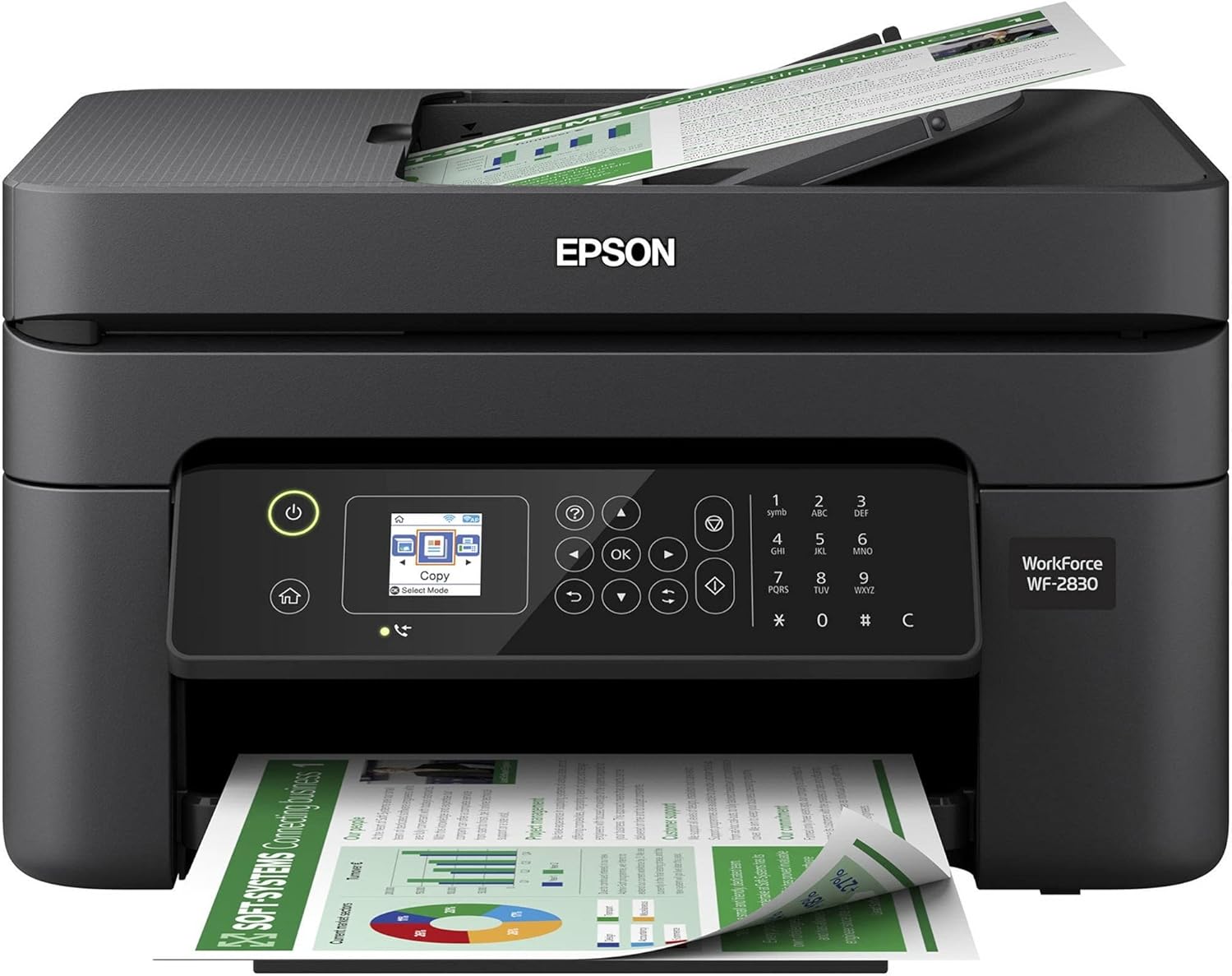 Epson Workforce WF-2930 Wireless All-in-One Printer with Scan, Copy, Fax, Auto Document Feeder, Automatic 2-Sided Printing and 1.4