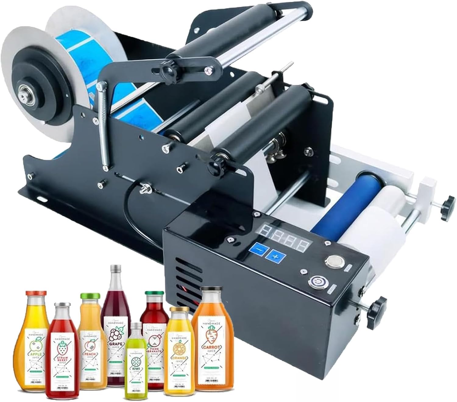 RENJJPBO Round Bottle Labeling Machine,Sticker Label Printer,Round Bottle Coding Sticker Labeler Suitable for 0.78-3.93in Cylinder