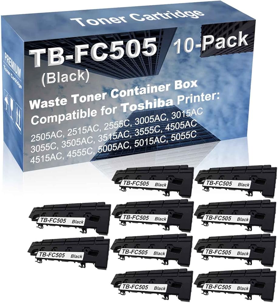 10-Pack Compatible High Capacity TB-FC505 TBFC505 Printer Waste Toner Container Box use for Toshiba E-Studio 3055C, 3505AC, 3515AC, 3555C, 4505AC (Black)