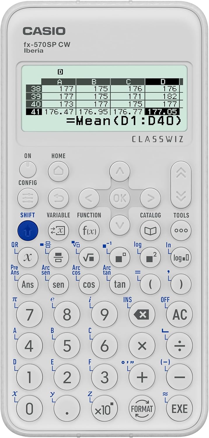 Casio FX-570SP CW – Scientific Calculator, Recommended for Spanish and Portuguese Curriculum, 5 Languages, Over 560 Functions, White