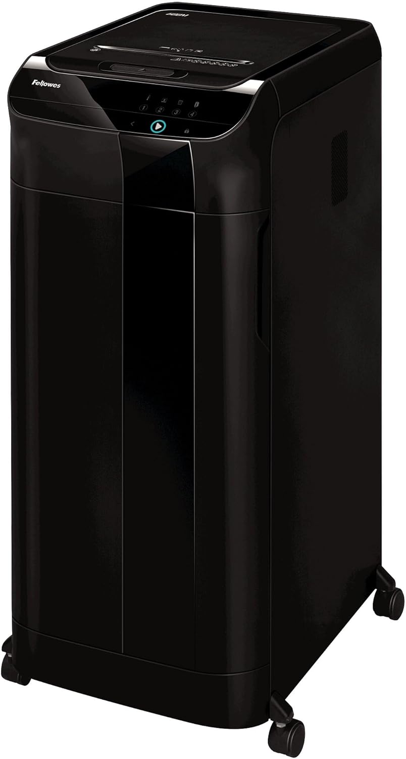 Fellowes AutoMax 600M 2-in-1 Heavy Duty Auto Feed Commercial Paper Shredder with Micro-Cut, Black
