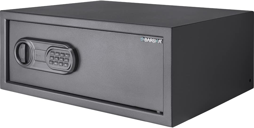 Barska Digital Keypad Safe – LED Interior Light, Extra-Wide for Laptops, Silent Mode, Steel Security Safe