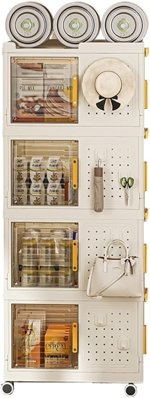 cfycfy987 Multifunctional Movable Bookshelf Storage Box, Folding Bay Window Cabinet, Organizer Shelf, Home Bookcase Trolley File Cabinets