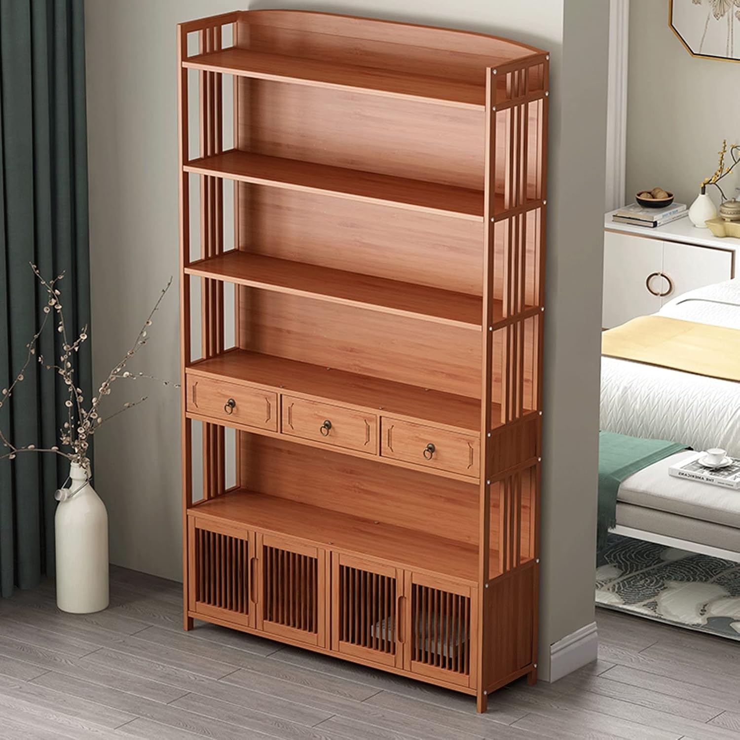 HEXEH Shelf Bookcase Bookcase Bookshelf Shelf Floor-to-Ceiling Study Living Room Display Chinese Light Luxury Storage Living Room Bookshelf Bookcase Storage Shelves (Color : C)