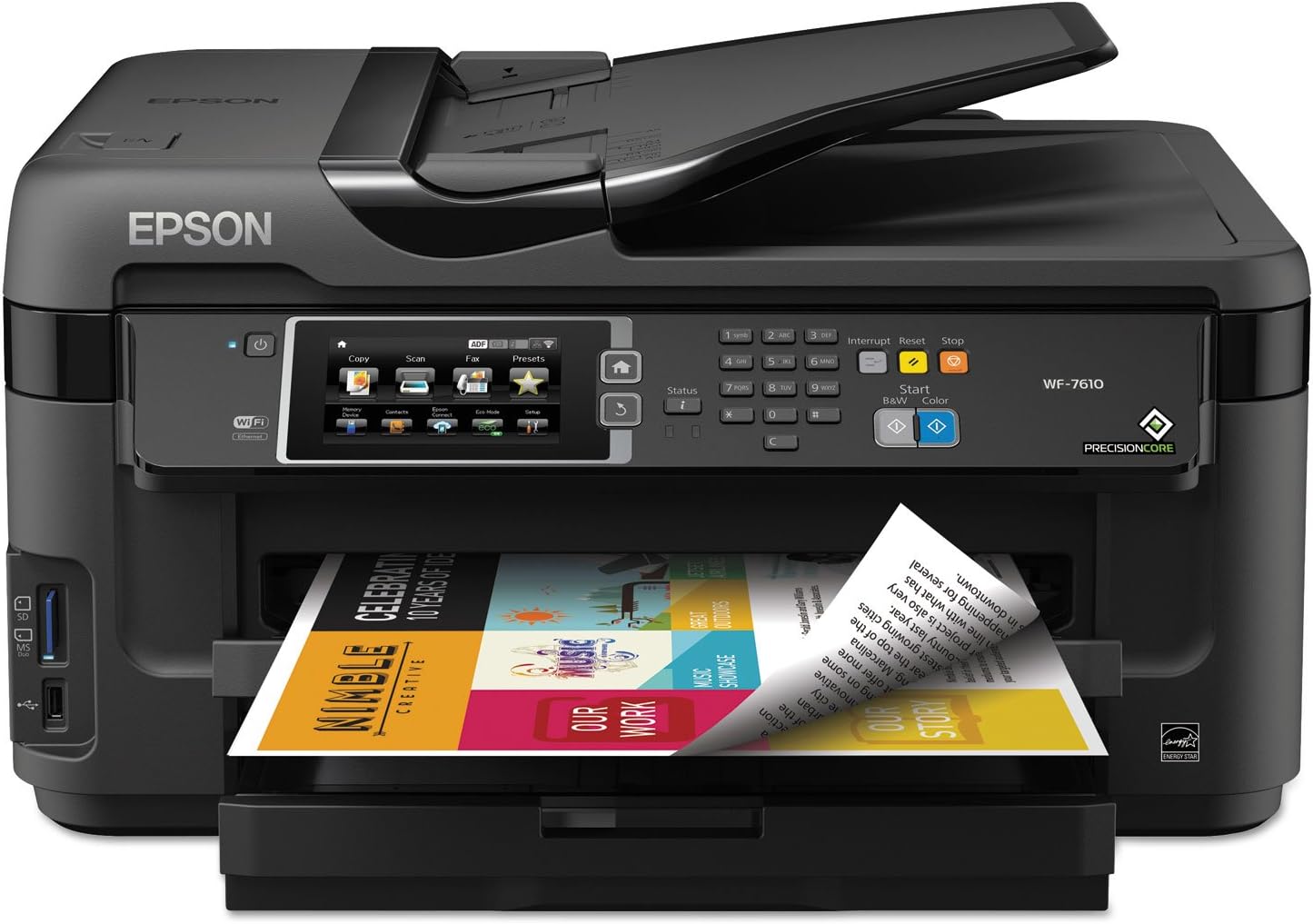 Epson C11CC98201 Workforce 7610 Wireless All-in-One Inkjet Printer, Copy/Fax/Print/Scan