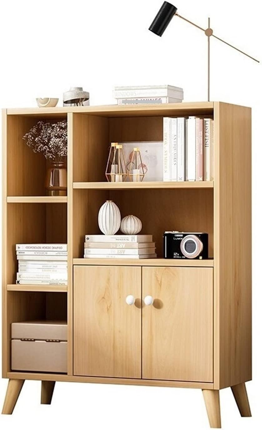 QTBH Bookshelf Wooden Bookshelf Floor Standing Bookcase Bookshelf Modern Simple Storage Shelf Floor Small Cabinet Simple Home Student Bedroom Study Living Room Freestanding Bookshelves Tree Bookshelf