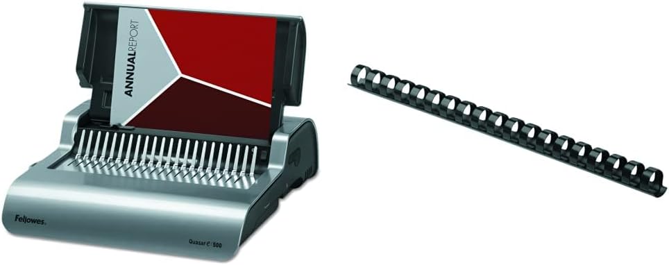 Fellowes 5216901 Quasar 500 Electric Comb Binding System, 16 7/8 x 15 3/8 x 5 1/8, Metallic Gray & Plastic Binding Comb 3/8