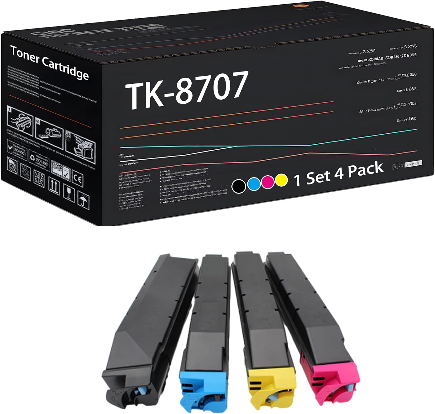 UVUMB TK-8707 Toner Cartridge Compatible for Kyocera TASKalfa 6551ci 7550ci 7551ci Printers, with Chip, High Yield 70000 Pages, High-Definition Printing (Multicolor)