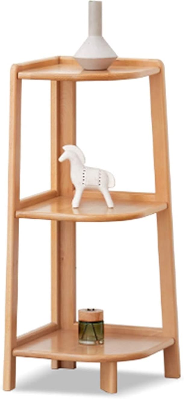 ZEELYDE Plant Stand,Small Corner Bookcase 3-Tier Bookcase Solid Wood Corner Ladder Shelf, Display Organizer Plant Stand Storage Rack Furniture for Living Room, Bathroom, Bedroom, Home Office Bookshel