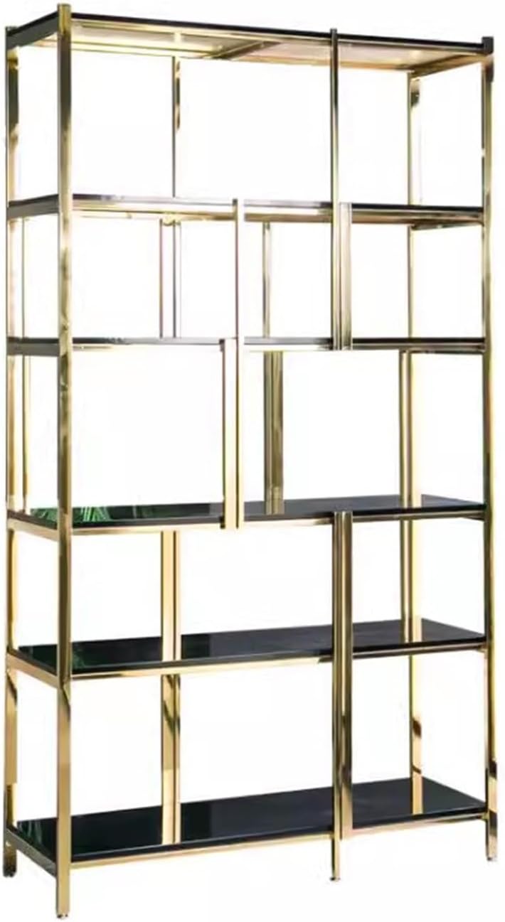 thalo Bookcases Stainless Steel Living Room Bookshelf Office Metal Storage Rack Floor-Standing Multi-Layer Display Rack Bookshelves Organizer (Size : C: 120X30X200cm)