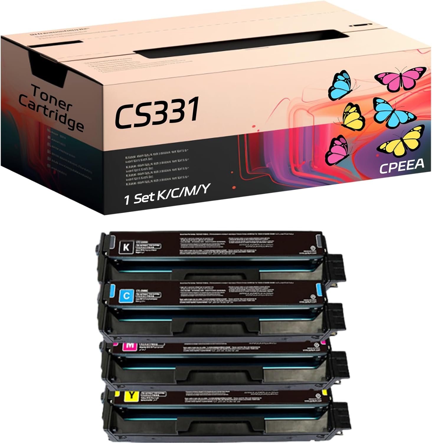 Compatible for Lexmark CS331 Toner Cartridge Work for Lexmark CS331 431dw CX331 431dw CX331dw CX431adwe CS331dn Printers, with Chip, High Yield 4500 Pages, Clear Printing (4-Pack BK/C/M/Y)