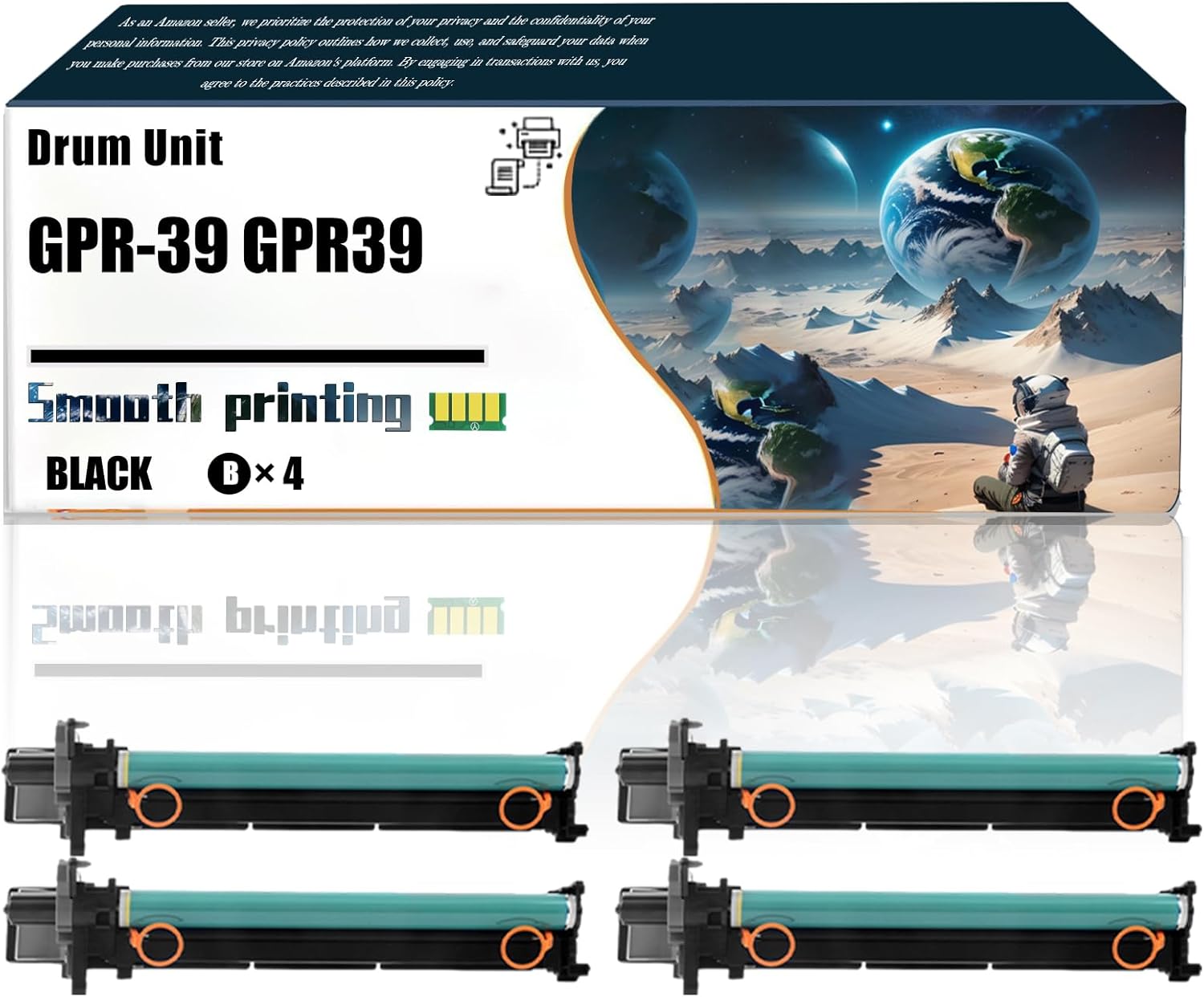 Replacement Parts Drum Unit GPR-39 GPR39 Compatible with Canon ImageRUNNER 1730 1730iF 1740 1740iF 1750 1750iF 400iF 500iF Printers, Contains Chip and Clear Printing (4 Pack Black)