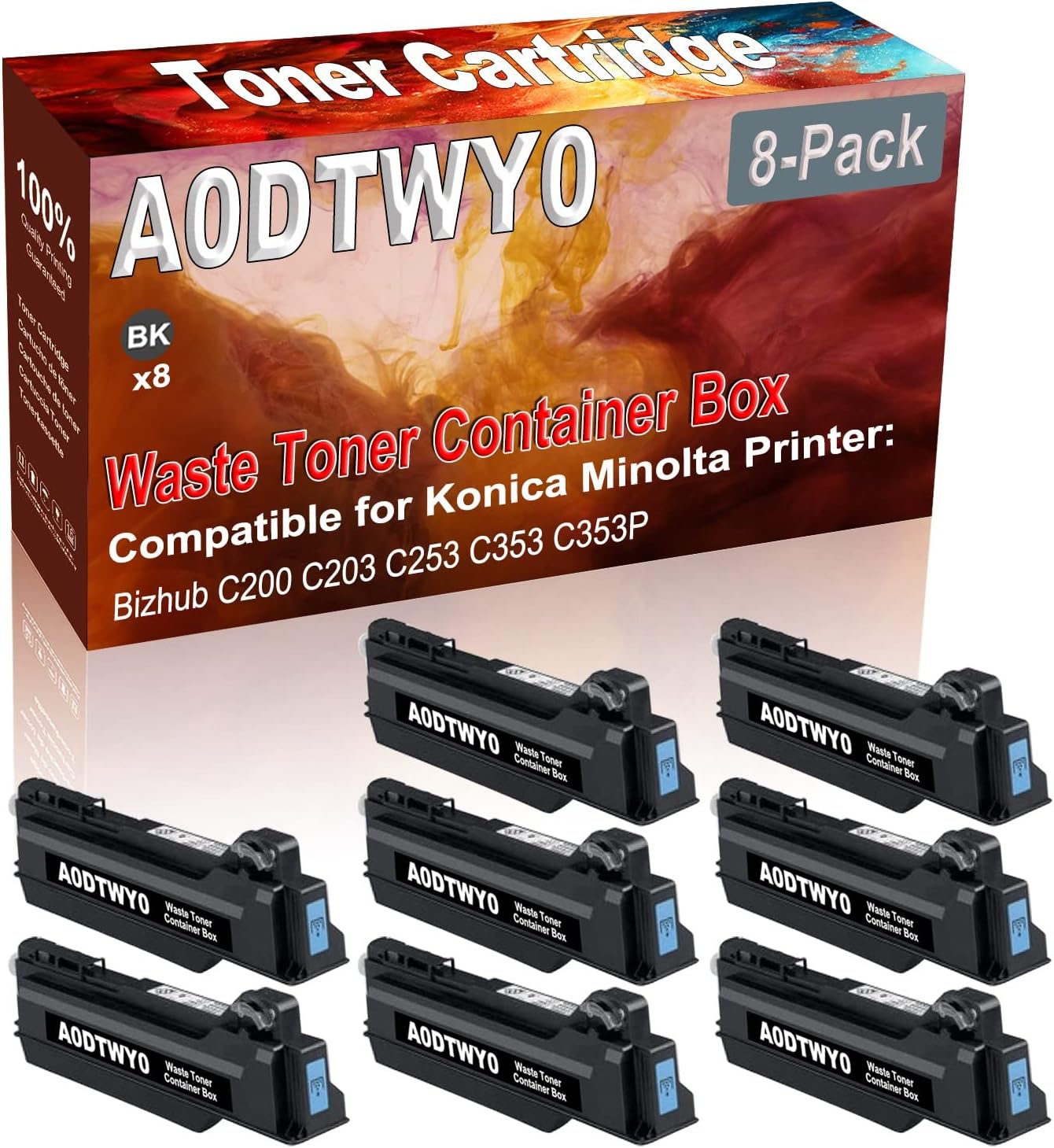 Credibility Store 8-Pack (Black) Compatible A0DTWY0 A0DY-WY0 Waste Toner Container Box (High Capacity) fit for Konica Minolta Bizhub C200 C203 C253 C353 C353P Printer