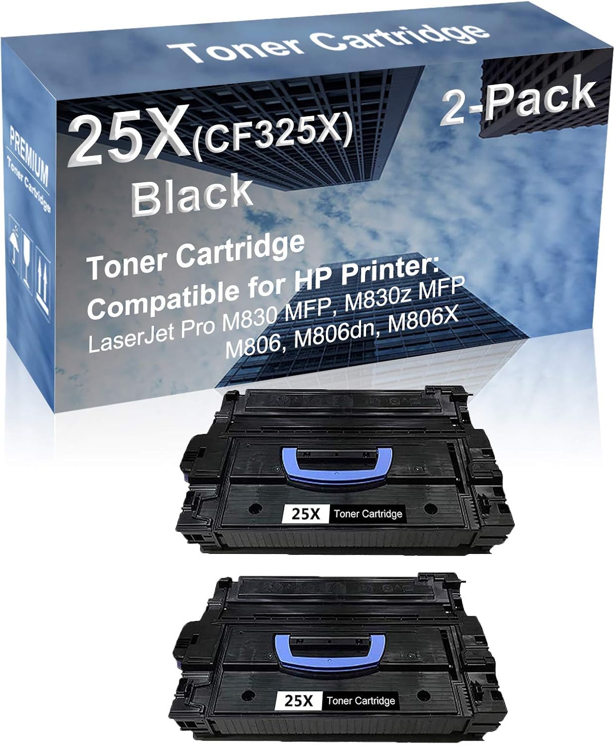 2-Pack Compatible High Capacity M830 MFP, M830z MFP, M806, M806dn, M806X Printer Toner Cartridge Replacement for (CF325X) 25X Printer Cartridge (Black)