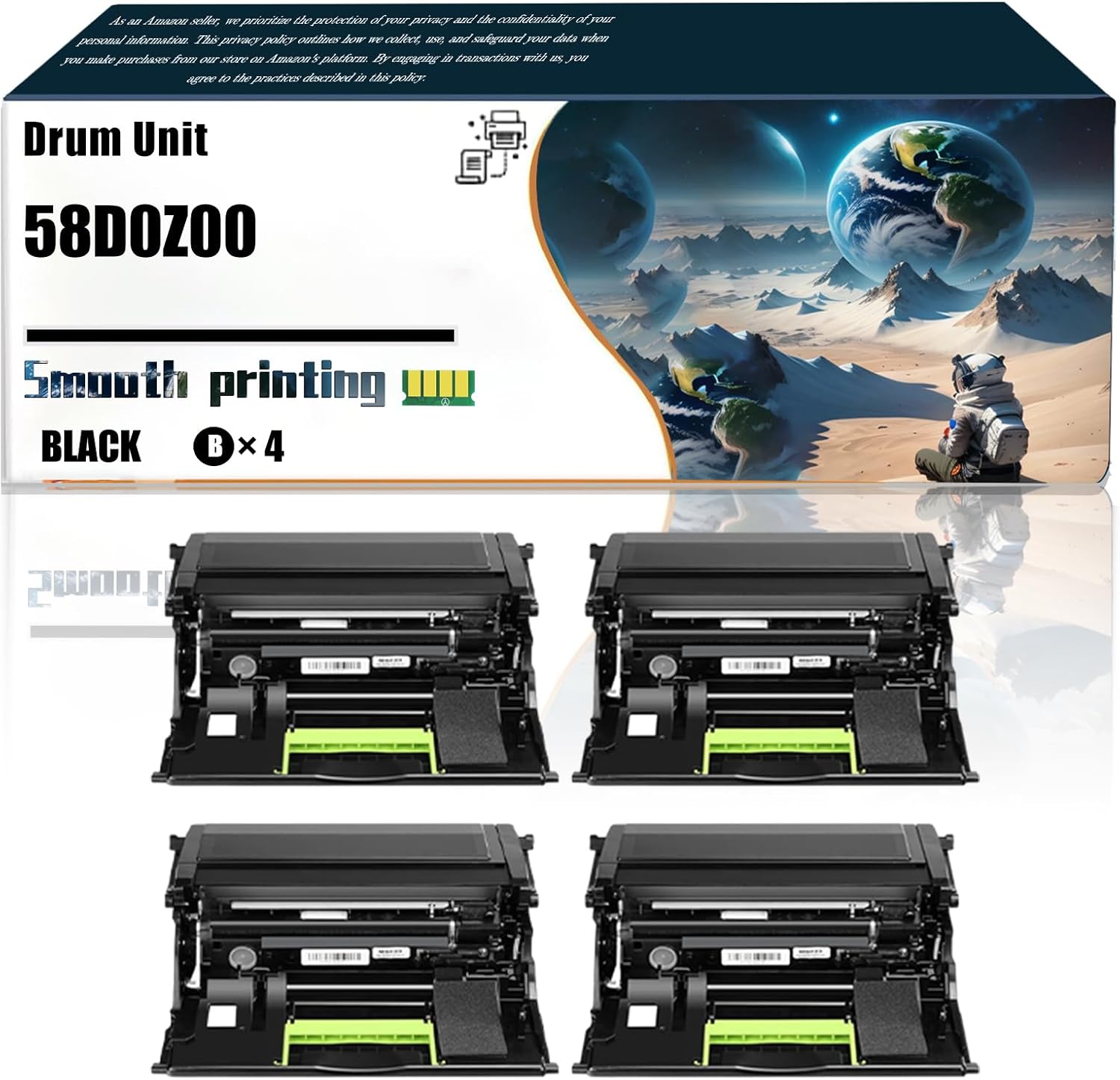 Replacement Parts Drum Unit 58D0Z00 Compatible with Lexmark B2865dw M5255 M5270 MS725dvn MS821dn MS821n MS822de MS823dn MS823n MS825dn Printers, Contains Chip and Clear Printing (4 Pack Black)