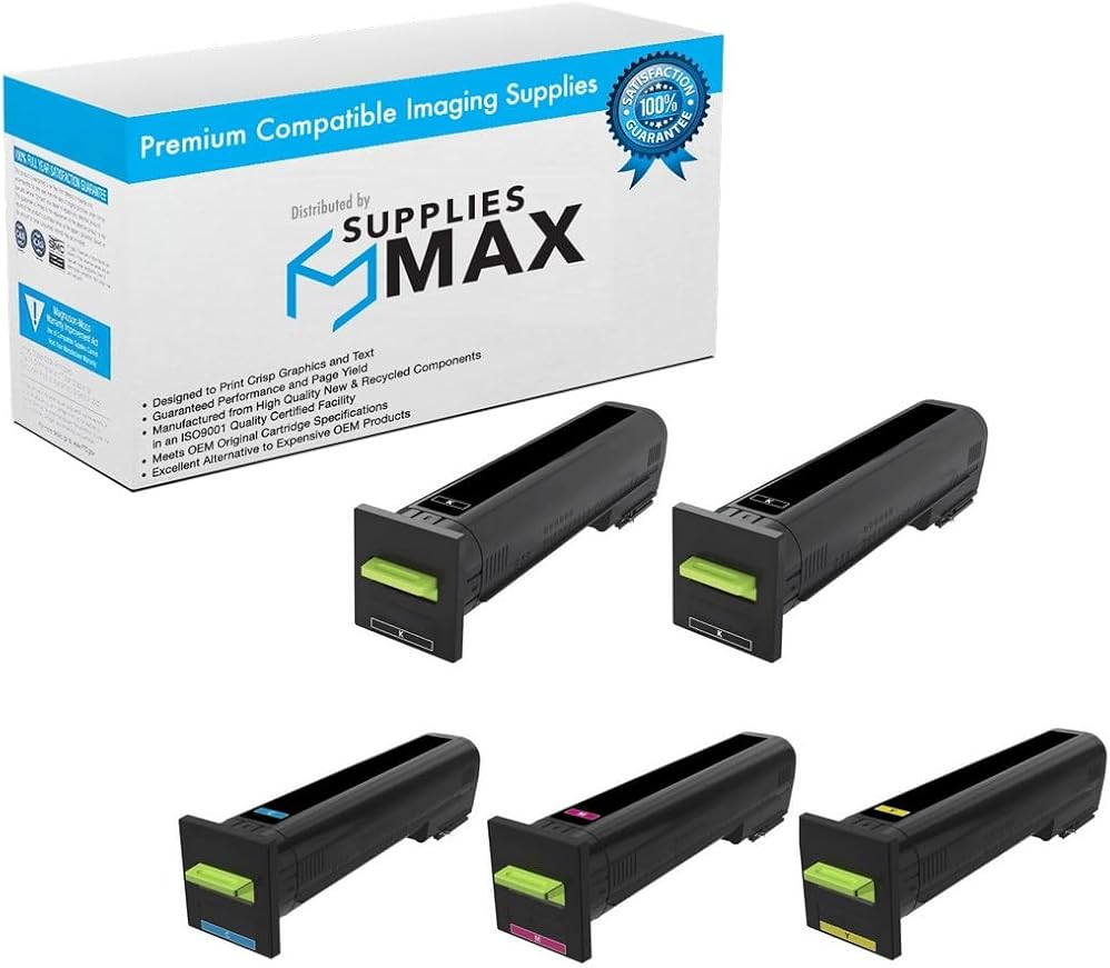 SuppliesMAX Compatible Replacement for Lexmark CS-820/CX-820/CX-825/CX-860 Series High Yield Toner Cartridge Combo Pack (2-BK/1-C/M/Y) (72K2X2B1CMY)