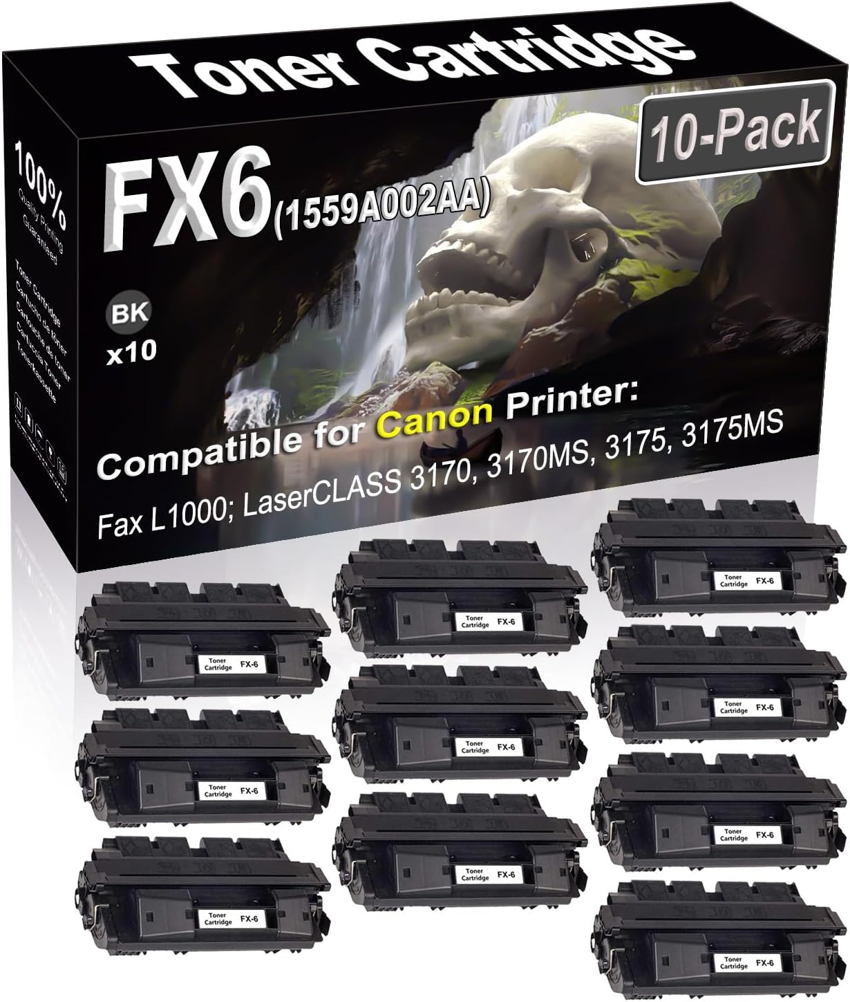 10-Pack Compatible High Capacity FX6 FX-6 1559A002AA Imaging Toner Cartridge use for Canon Fax L1000 LaserCLASS 3170 3170MS 3175 3175MS Printer (Black)