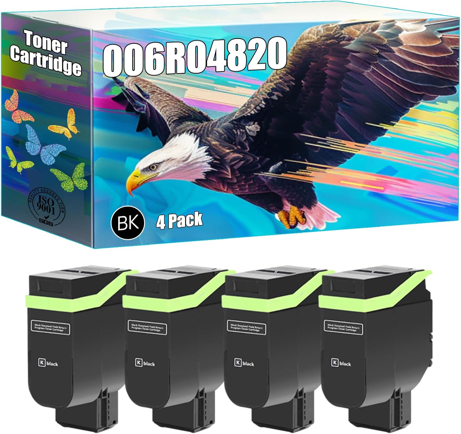 ODRNG Compatible with Xerox 006R04820 Toner Cartridge Work for Xerox C320 C325 Laser Printers Printers, with Chip, High Yield 2000 Pages, Bright Colors Clear Printing (4 Pack Black)