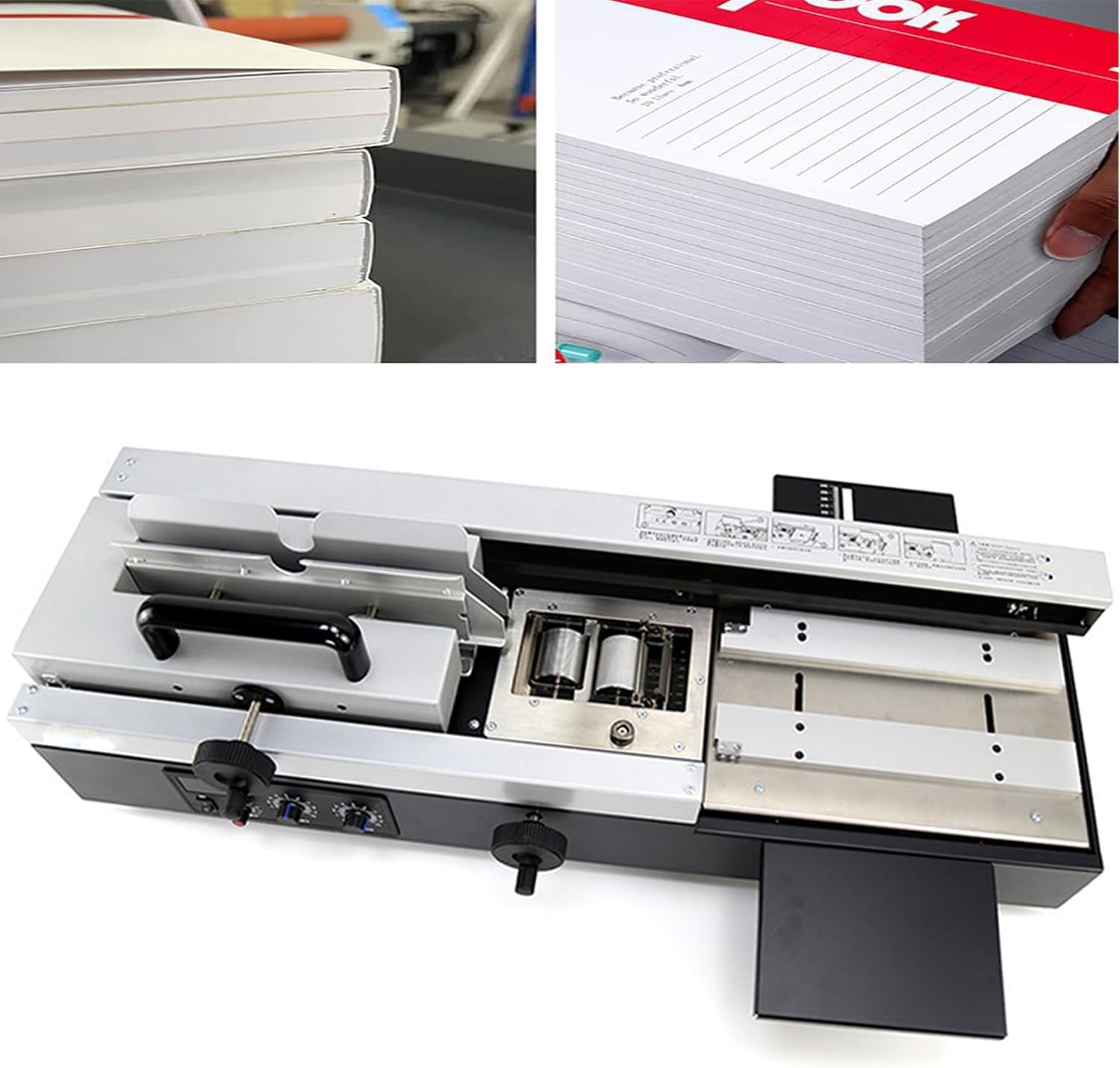 HYUIO Electric Book Binding Machine Desktop Hot Melt Glue Paper Punch Binder for Office Use, Wireless, Efficient Document Binding Solution