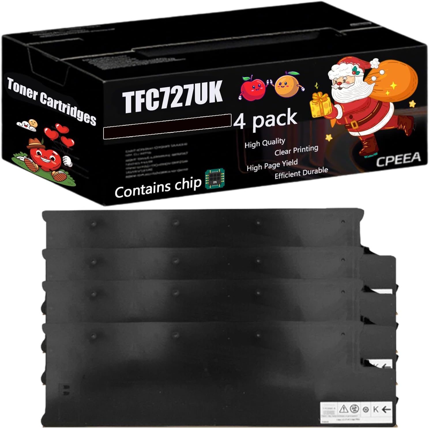 Compatible for Toshiba TFC727UK Toner Cartridges Work for Toshiba E Studio 6527AC 7527AC Printers, with Chip, High Yield 20600 Pages, Clear Printing (4 Pack Black)