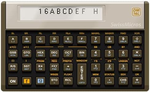 SwissMicros DM16L RPN Programmer's Calculator – HP 16C Inspired | Titanium Shell | Wide Landscape Form | USB-C | Hex, Binary & Boolean