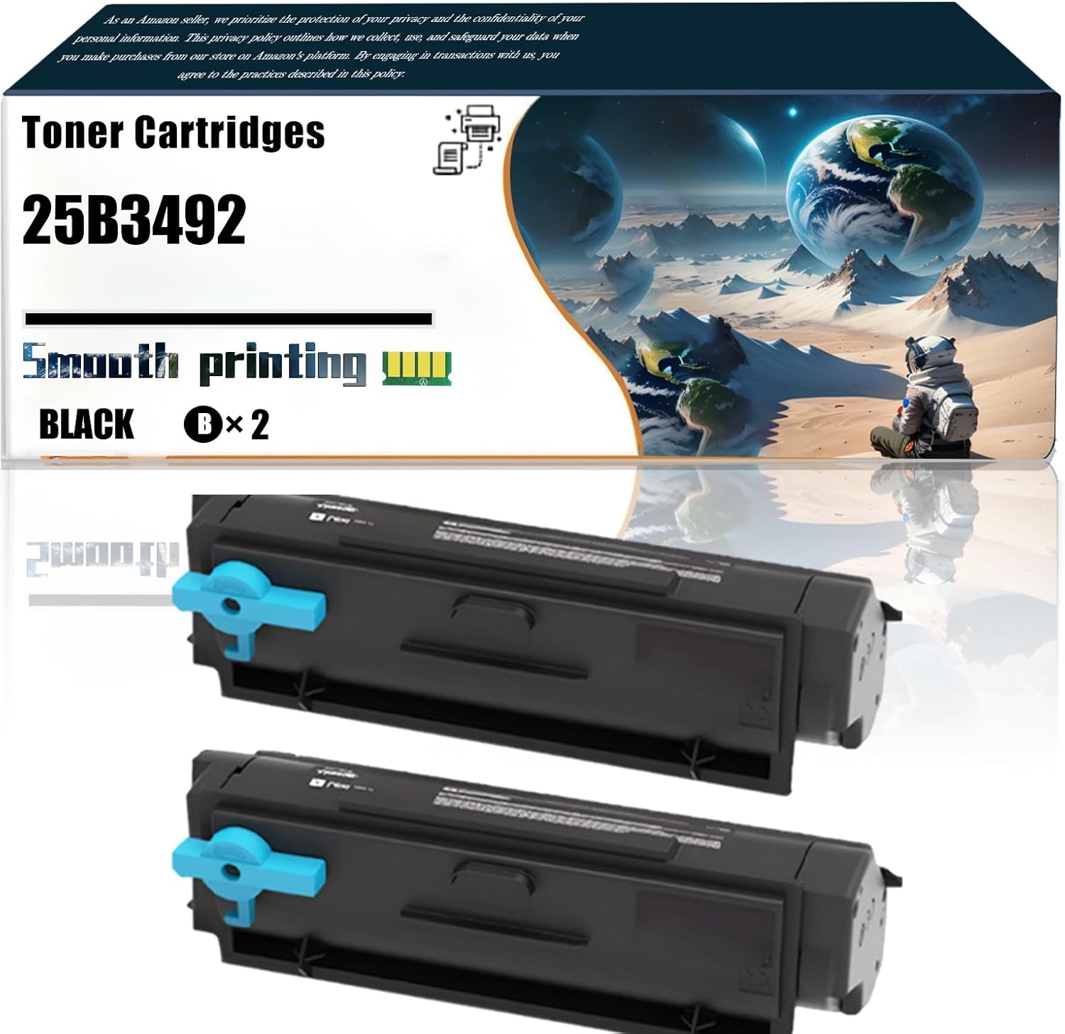 LSSF Replacement Parts Toner Cartridges 25B3492 Compatible with Ricoh M400 M400FW Printers, Contains Chip and Clear Printing (2-Pack Black)