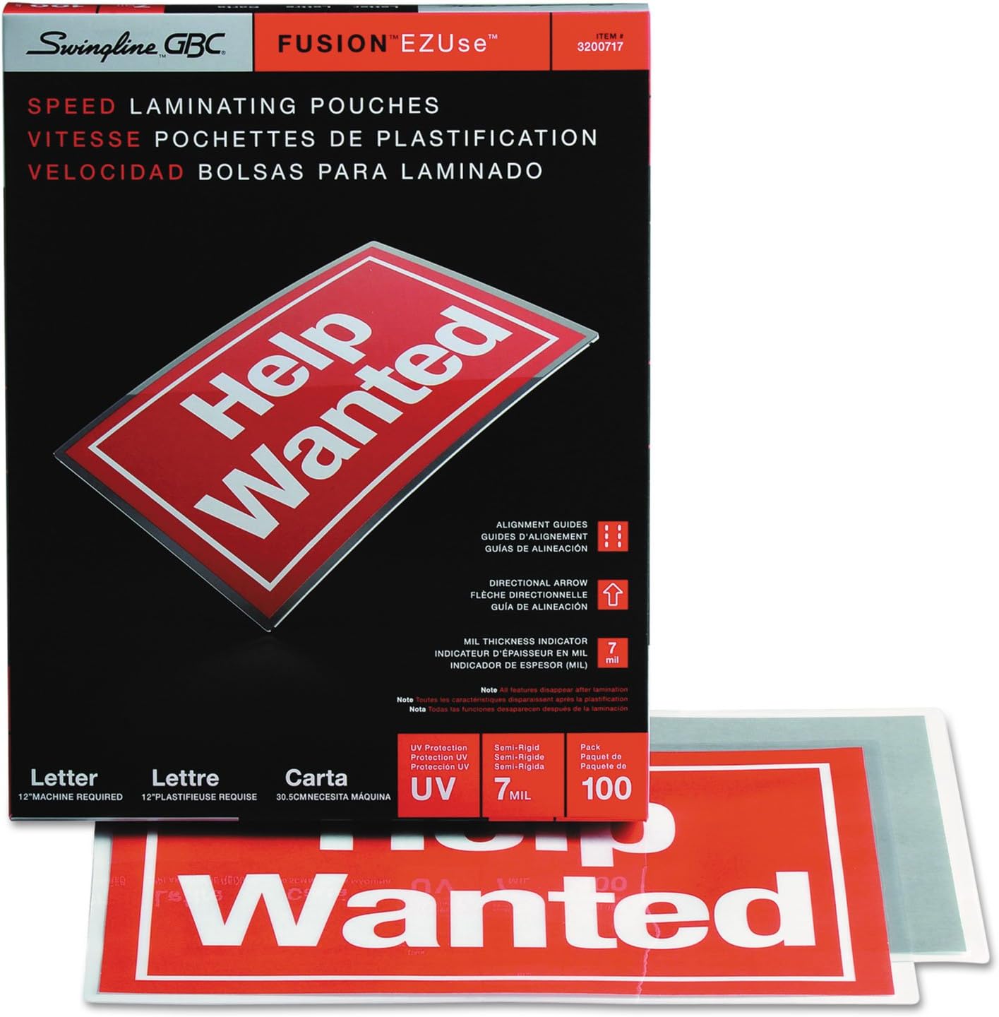 Swingline SWI3200717 - GBC Fusion EZUse Laminating Pouches, Letter Size, Speed Pouch, 7 mil, 100 Pack
