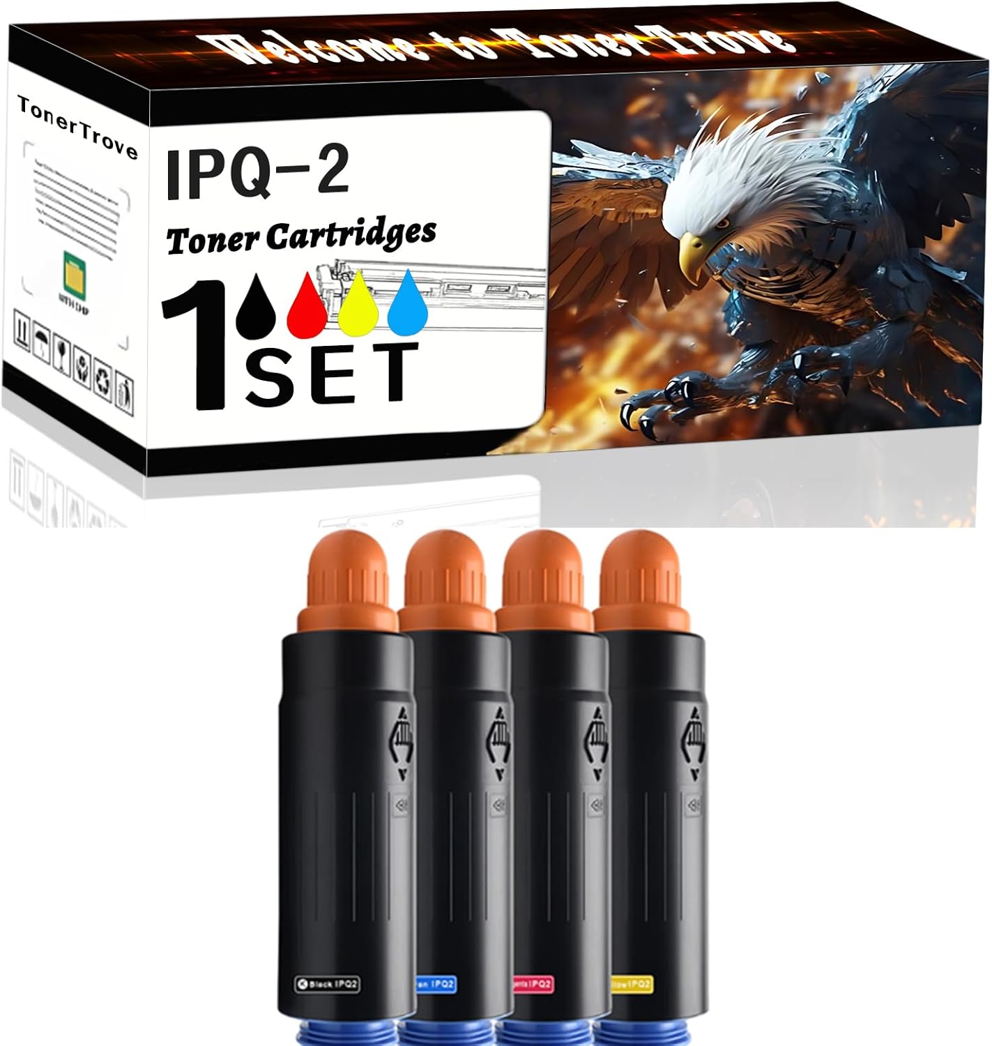IPQ-2 Toner Cartridges Compatible for Canon imagePRESS C6011VP C6011VPS C7000VP C7010VP C7010VPS C7011VP C7011VPS Printers, Office Printing is Easy Clear Smooth (4-Pack BK/C/M/Y)