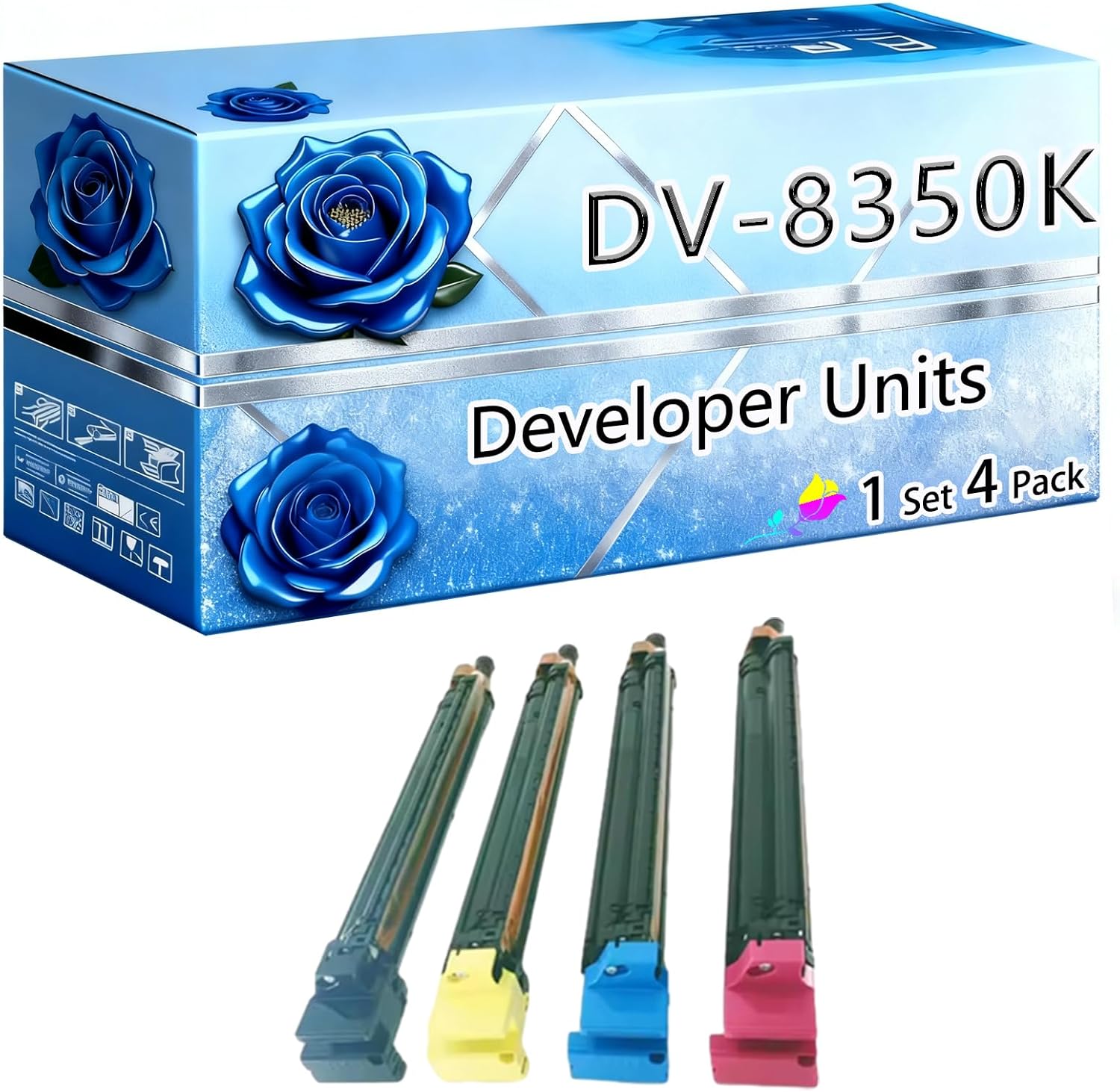BIVOL Compatible Developer Units Replacement for Kyocera DV-8350K High Yield 300000 Pages TASKalfa 2553ci 3253ci 3252ci Printers (4-Pack BK/C/M/Y)