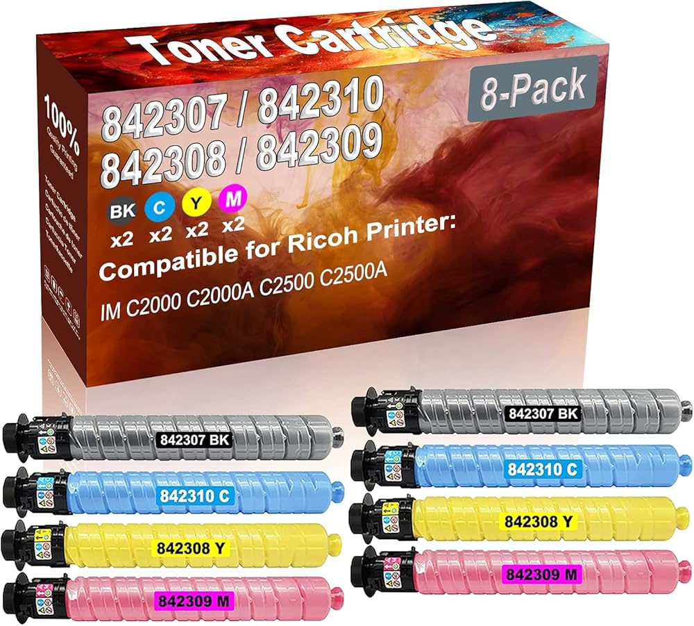 Credibility Store 8-Pack (2BK+2C+2Y+2M) Compatible IM C2000 C2000A Laser Printer Toner Cartridge (High Capacity) Replacement for Ricoh 842307 842310 842308 842309 Printer Toner Cartridge
