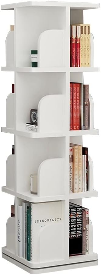 Bookcases Rotating Bookcase 360° Book Storage Rack Picture Book Rack Living Room Multi-Layer Shelf White (Size : 40 * 40 * 132cm)