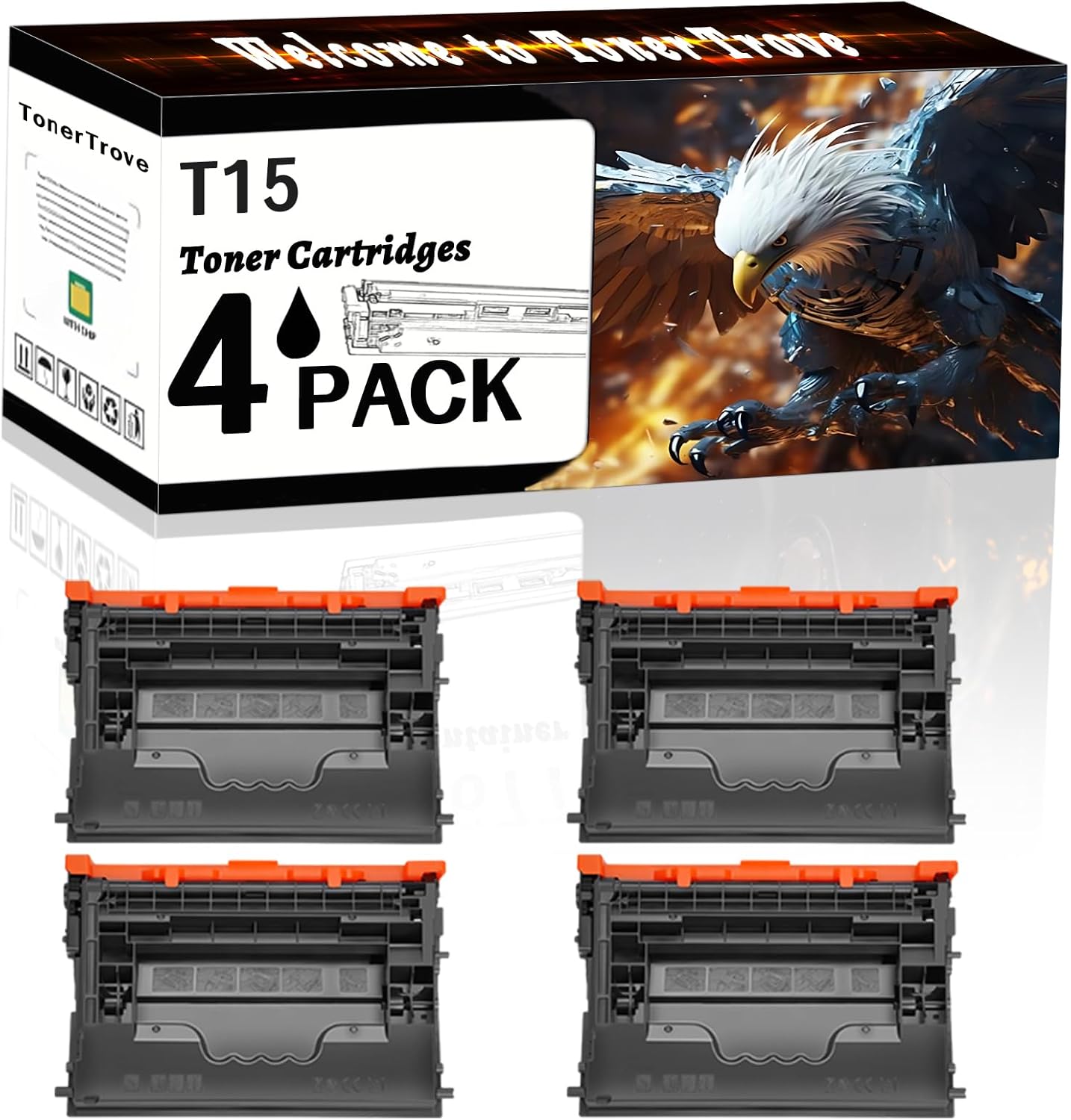 T15 Toner Cartridges Compatible for Canon i-Sensys X1861P X1871P Printer, Office Printing is Easy Clear Smooth (4 Pack Black)