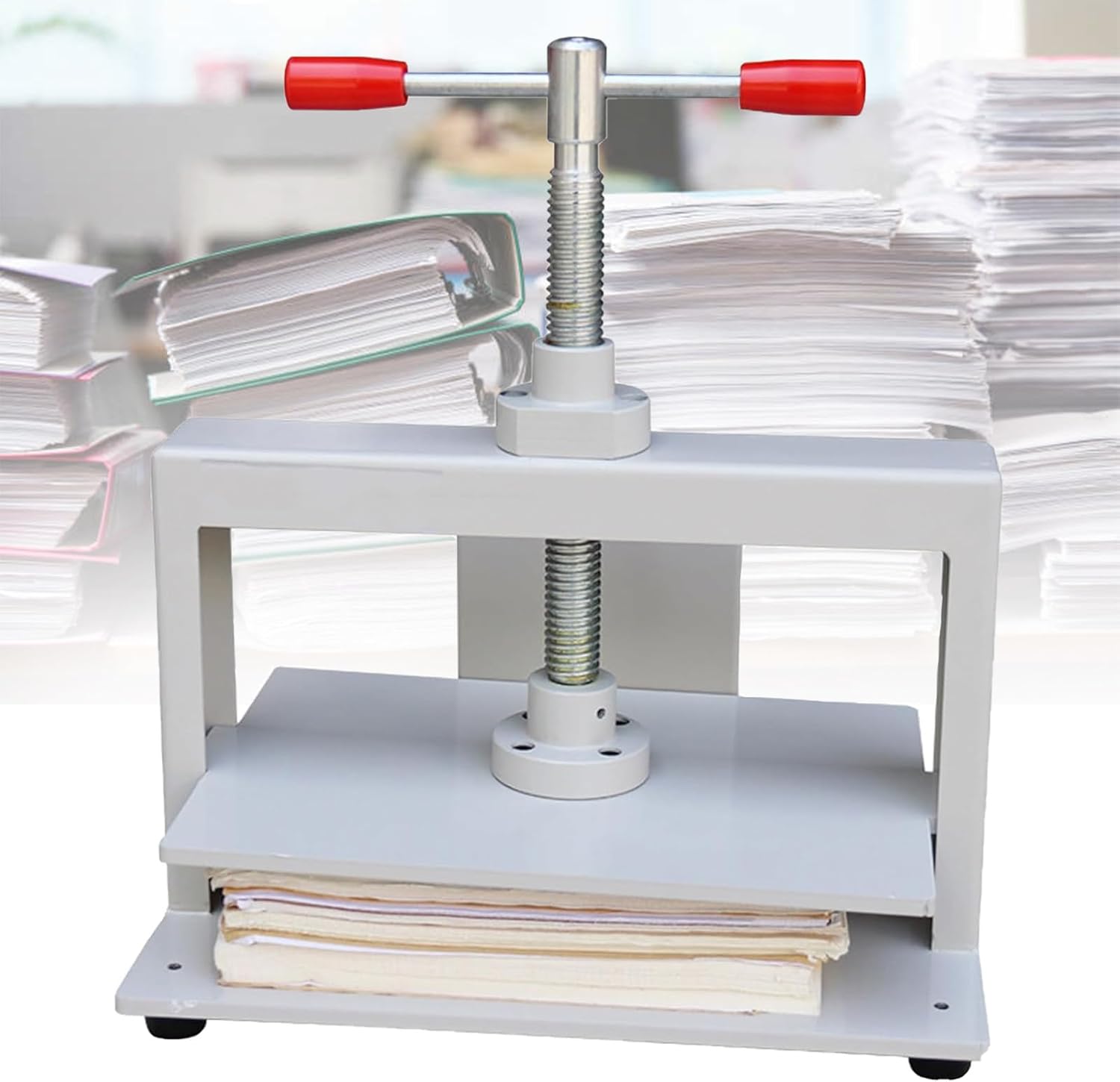 Manual Paper Press Machine A4/A3 Book Press, Bookbinding Notes Office Invoice Steel Flattening Machine, Heavy Duty Bookbinder Double Balance Rod Paper Press Machine,A4