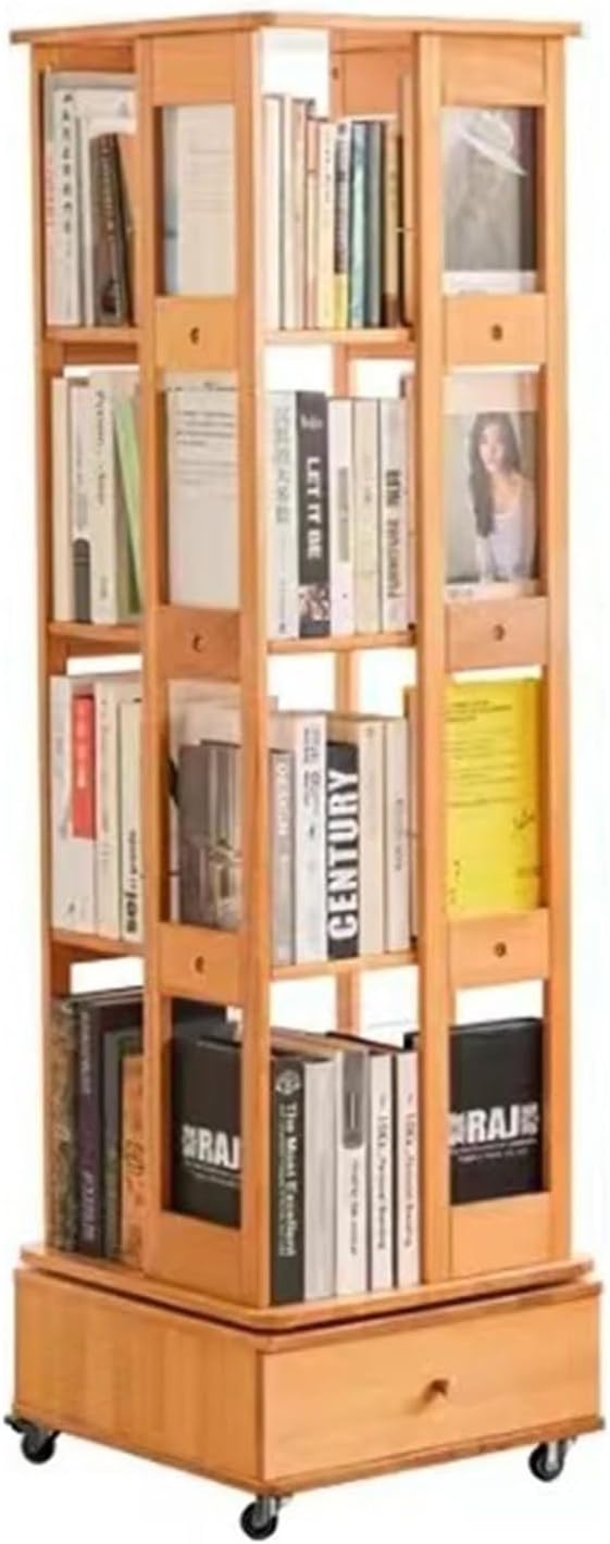 GUODDM Rotating Bookshelf - 5 Tier 60.5in Spinning Bookcase, 360° Display Booksheleves Narrow Swivel Corner Book Shelf Standing Tall Storage Rack Adult Bedroom, Living Room(B)