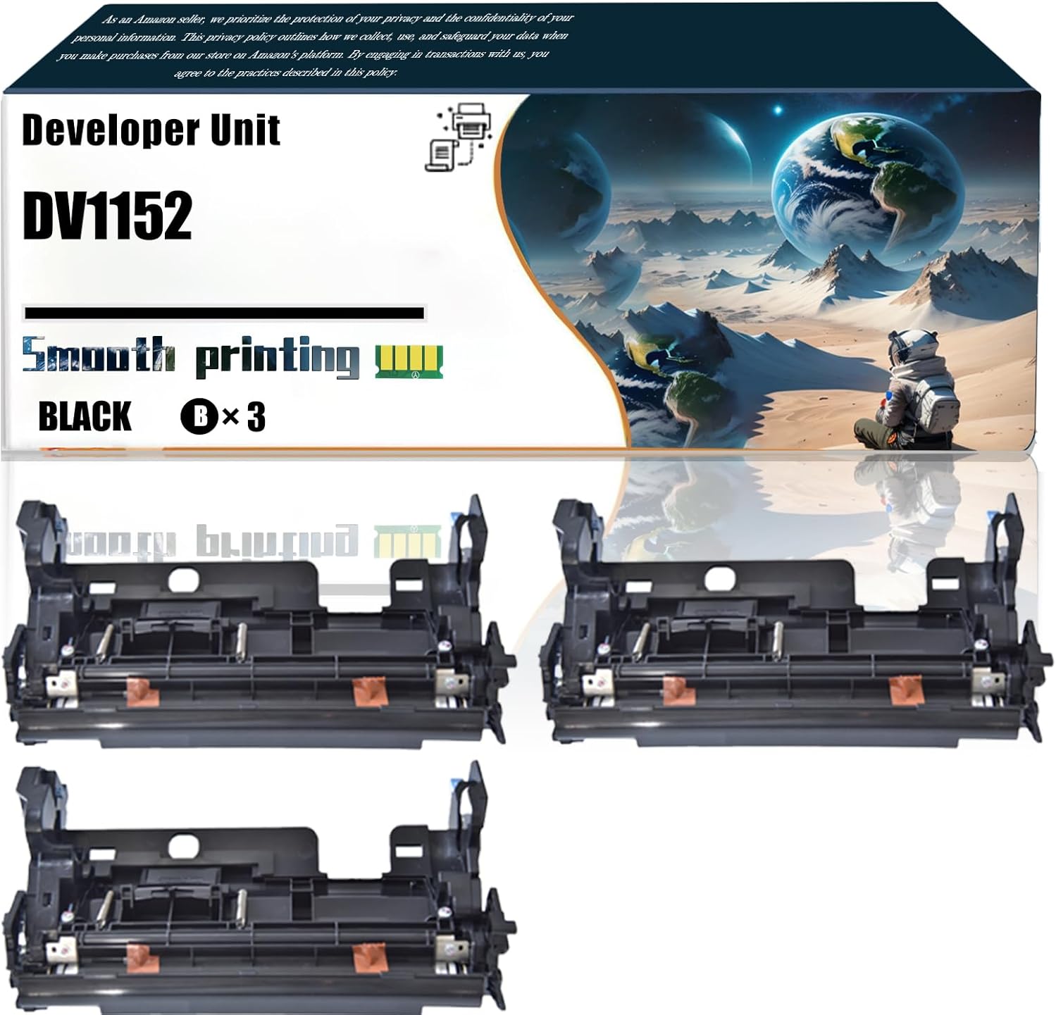 LSSF Replacement Parts Developer Unit DV1152 Compatible with Kyocera ECOSYS M2040dn M2540dw M2635dw M2640idw P2040dw P2235dw Printers, Contains Chip and Clear Printing (3 Pack Black)