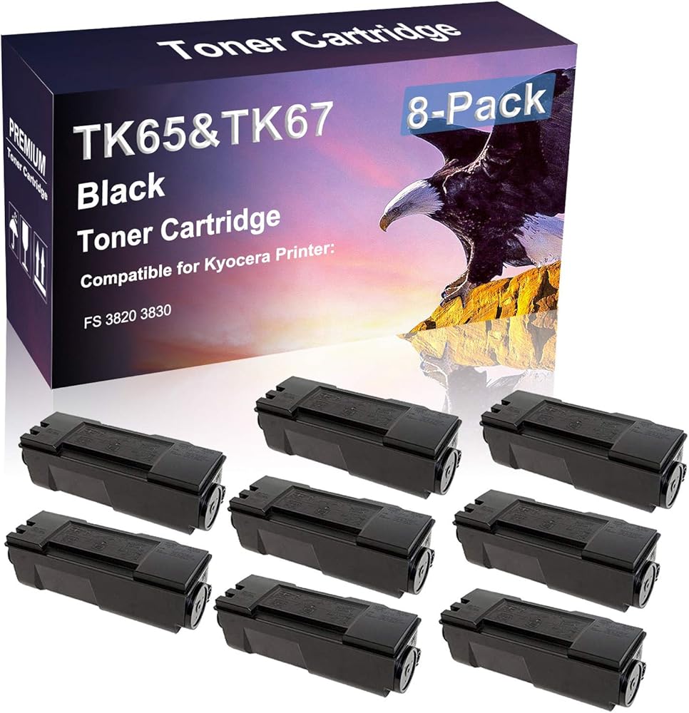 Credibility Store 8 Pack (Black) Compatible TK65 | TK67 Printer Toner Cartridge use for Kyocera FS 3820 3830 Printer (High Capacity)
