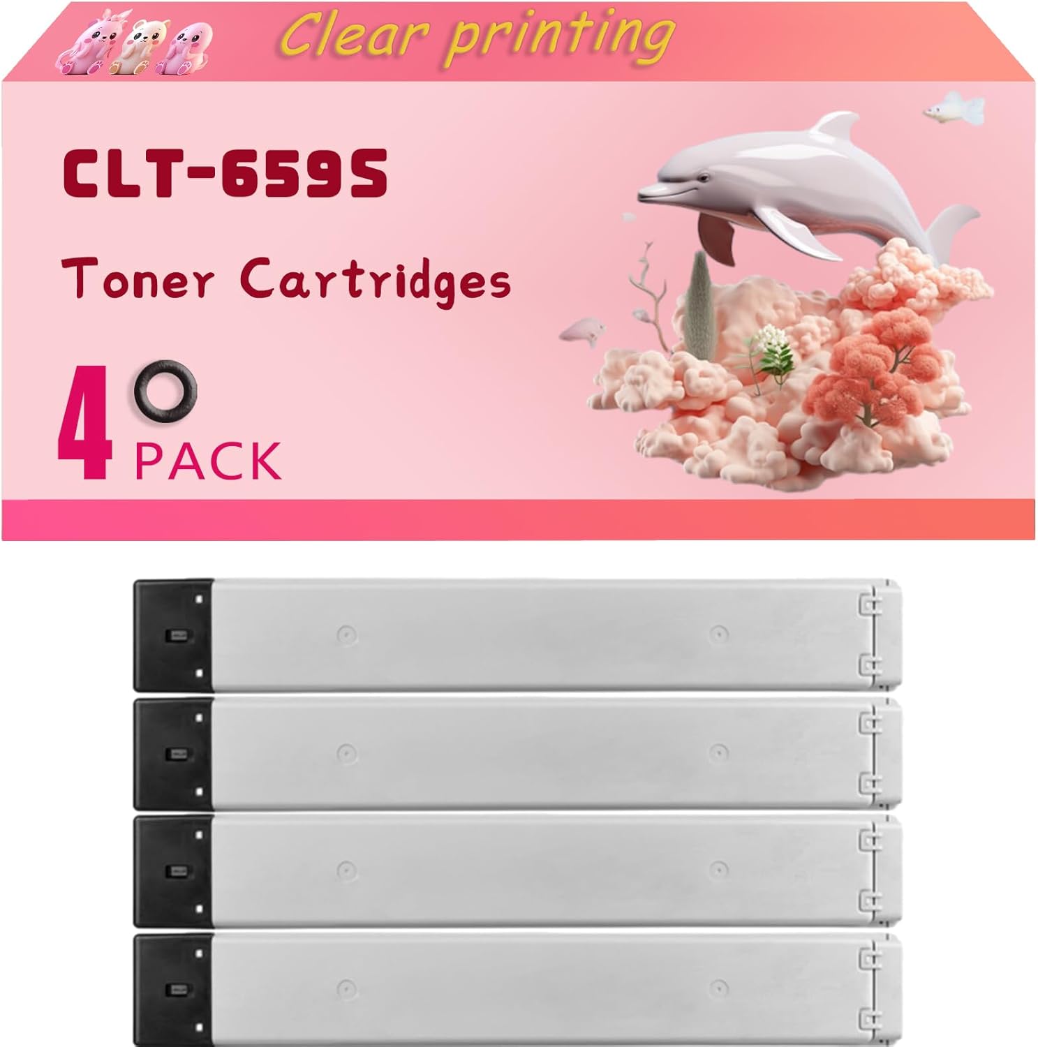CLT-659S Toner Cartridges Compatible for Samsung MultiXpress CLX-8640ND CLX-8650ND Printers, High Yield 20000 Pages, Clear Bright Colors (4 Pack Black)