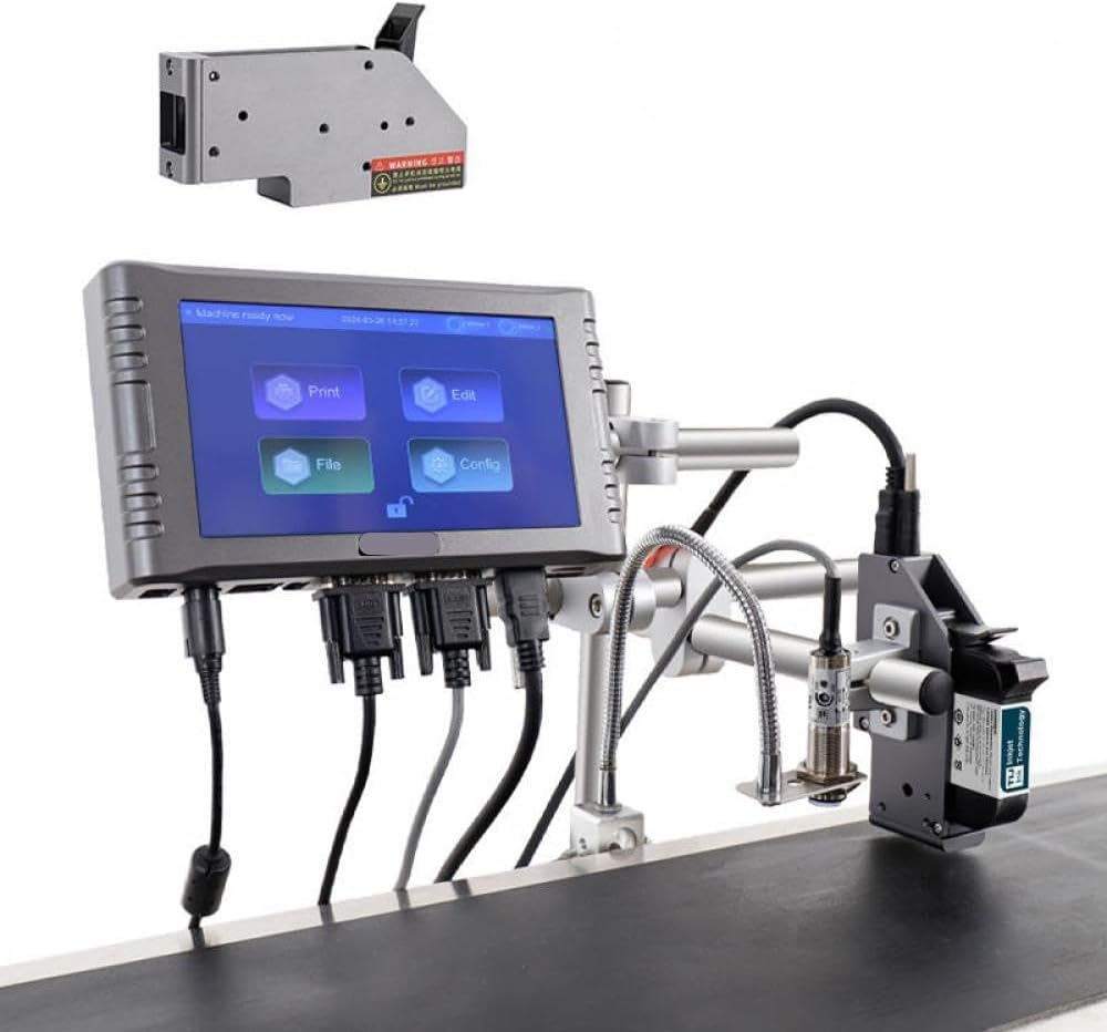 P260E Online Inkjet Label Printer for Coding and Marking QR Codes Barcodes Serial Numbers Expiration Dates with 12.7mm and 25.4mm Compatibility(P260E-12.7mm-1nozzl)