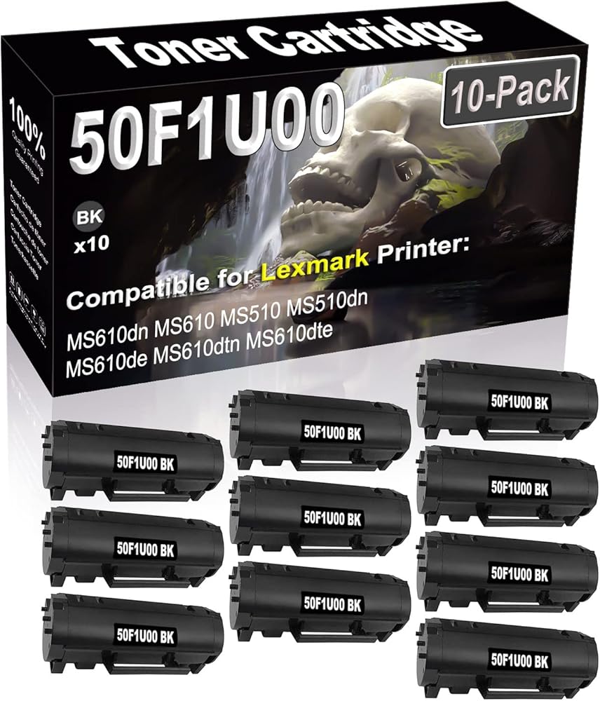 SINIYA 10-Pack (Black) Compatible High Yield 501U 50F1U00 Laser Printer Toner Cartridge use for MS610dn MS610 MS510 MS510dn MS610de MS610dtn MS610dte Printer