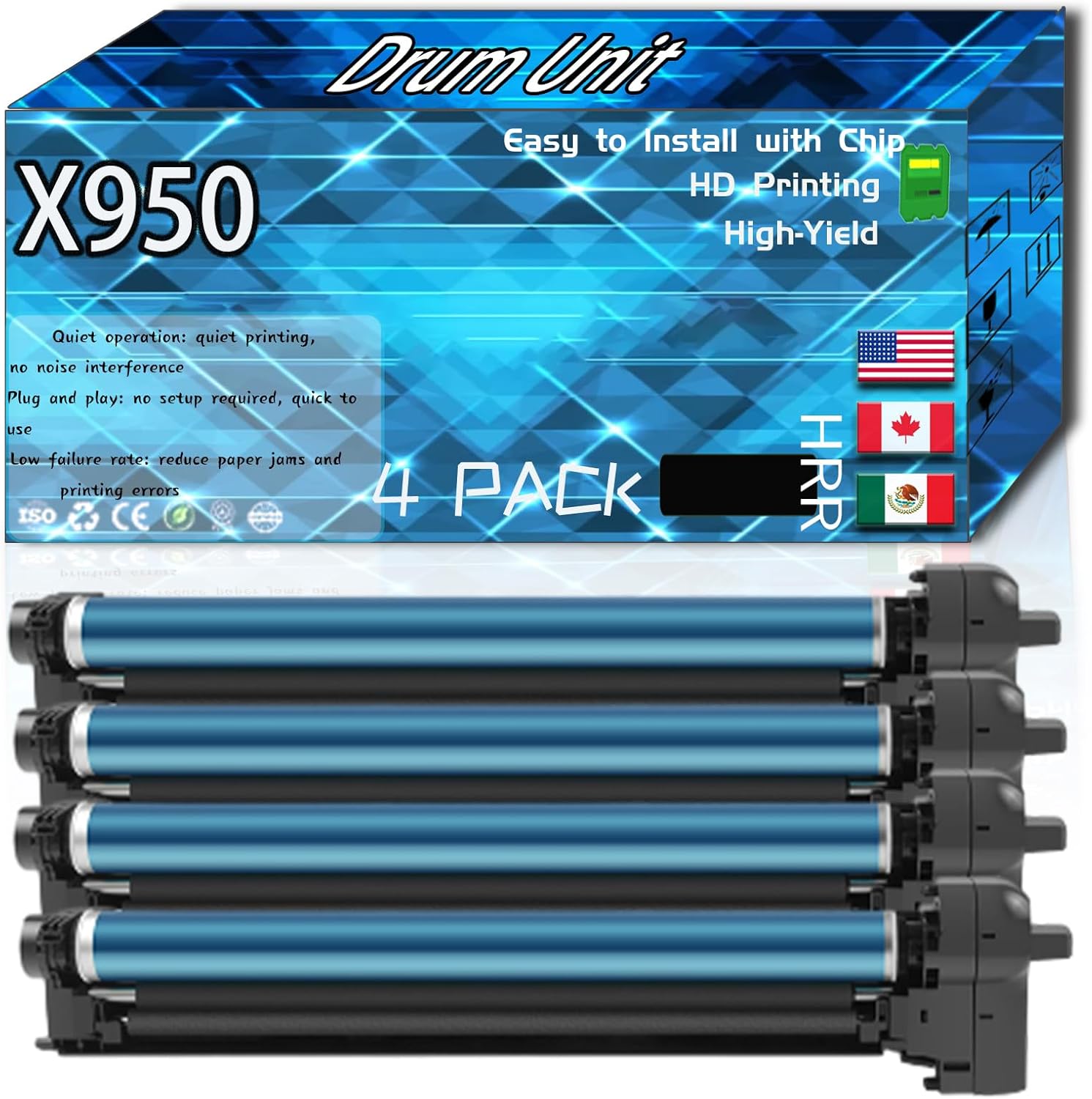 Compatible for Lexmark X950 Replacement Drum Unit Used with C950de X950de X952dte X954dhe Printers, High Production Multiple Options (4 Pack Black)