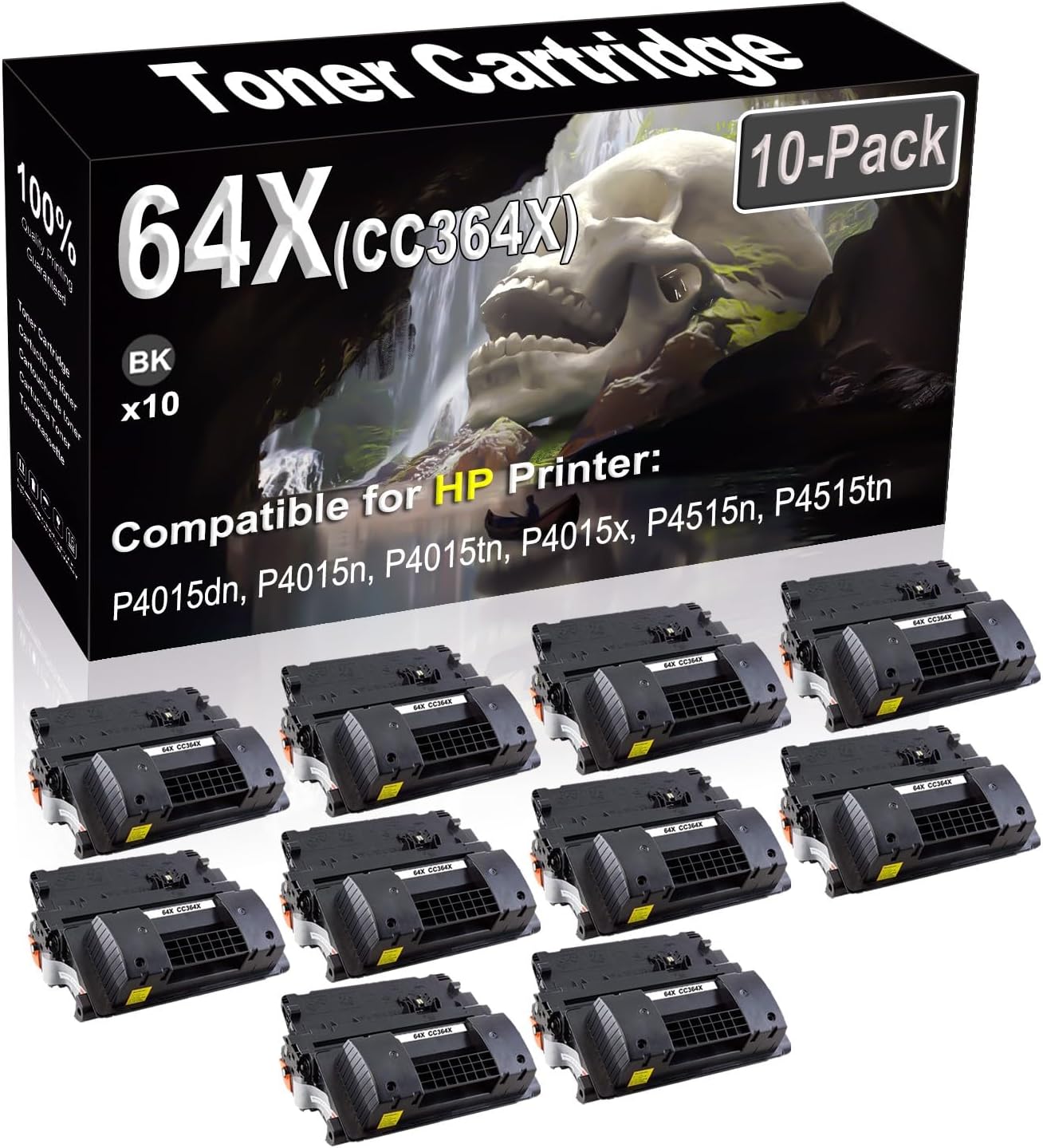 SINIYA 10-Pack (Black) Compatible P4015dn P4015n P4015tn P4015x P4515n Laser Printer Cartridge (High Capacity) Replacement for 64X CC364X Printer Cartridge