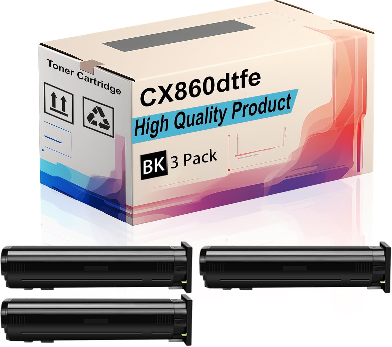 CX860dtfe Toner Cartridge Compatible for Lexmark CX825de CX825dte CX825dtfe CX860dte Printers, High Yield 8000 Pages, Print More Pages (3 Pack Black)
