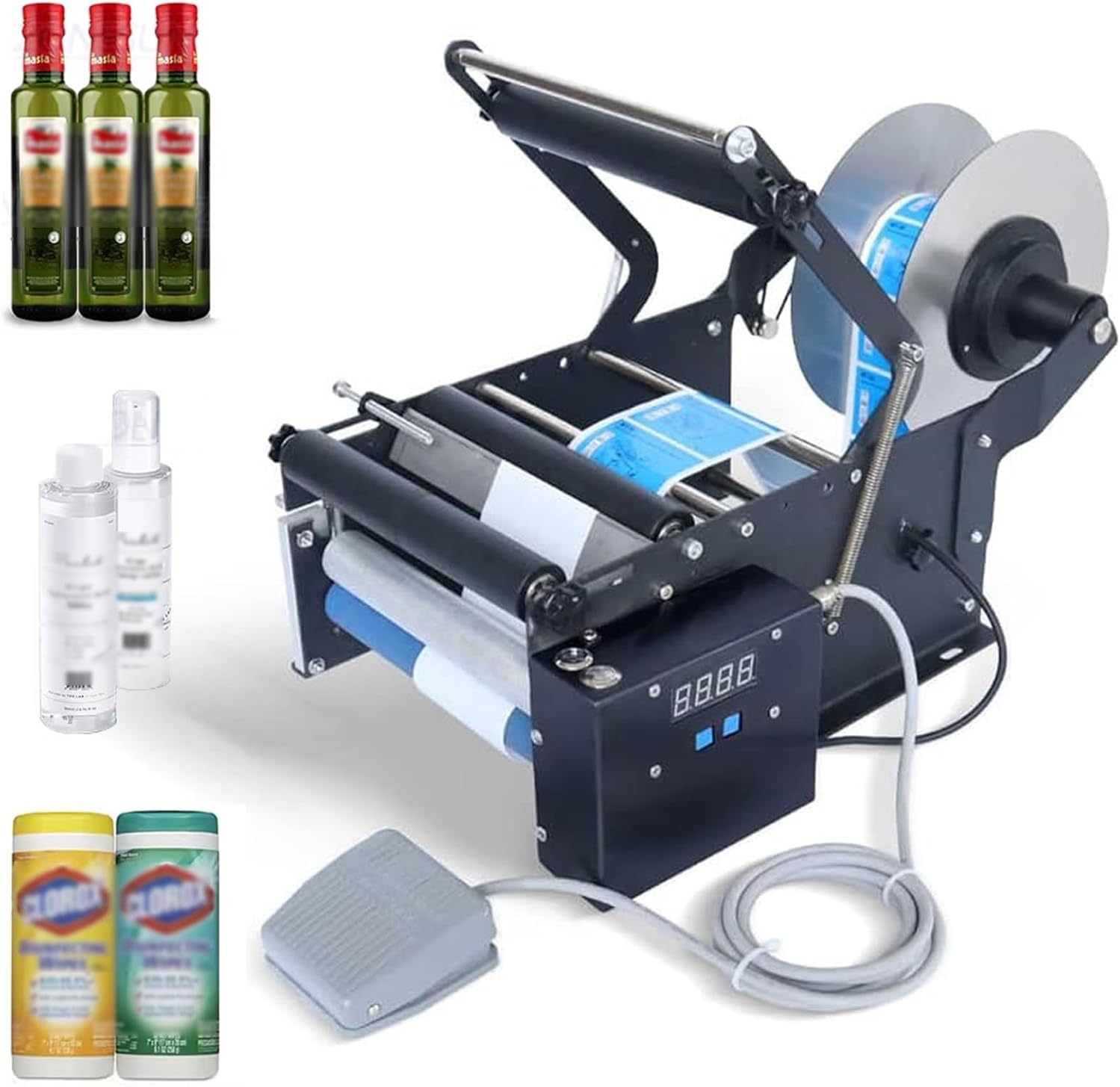 RENJJPBO Round Bottle Labeling Machine Semi-Automatic Round Bottle Labeling Machine Label Maker Bottle Labeler Electric Bottle Labeler Machine
