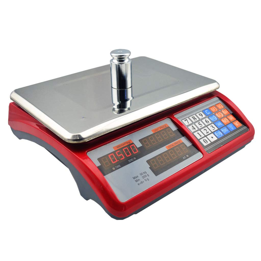 Counting Scales, Digital Electronic Scales Industrial Scales 30kg/200g LCD, Postal Industrial Commercial Shop Platform Scales (Red 33 * 32 * 11cm)