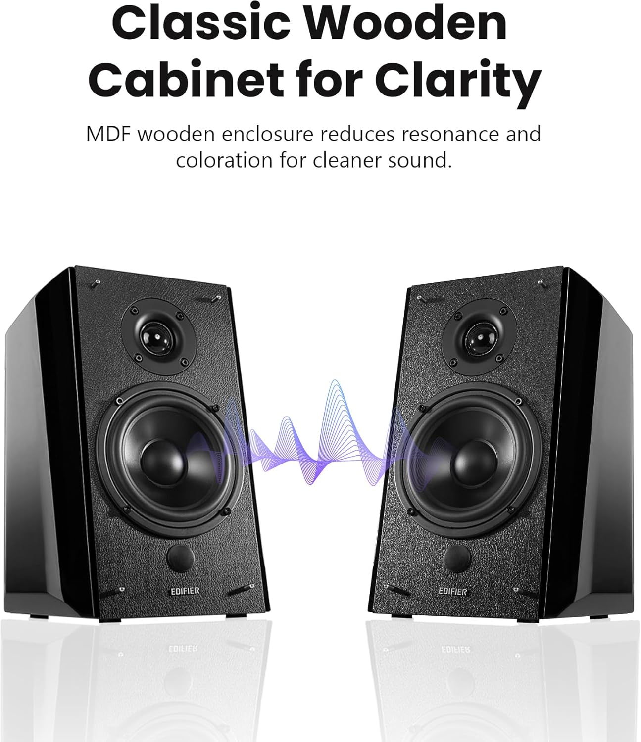 Edifier R2000DB Active Bluetooth Bookshelf Speakers - Optical Input - 2.0 Wireless Near-Field Studio Monitor Speaker - 120 Watts RMS with 53 Large Woofer Black
